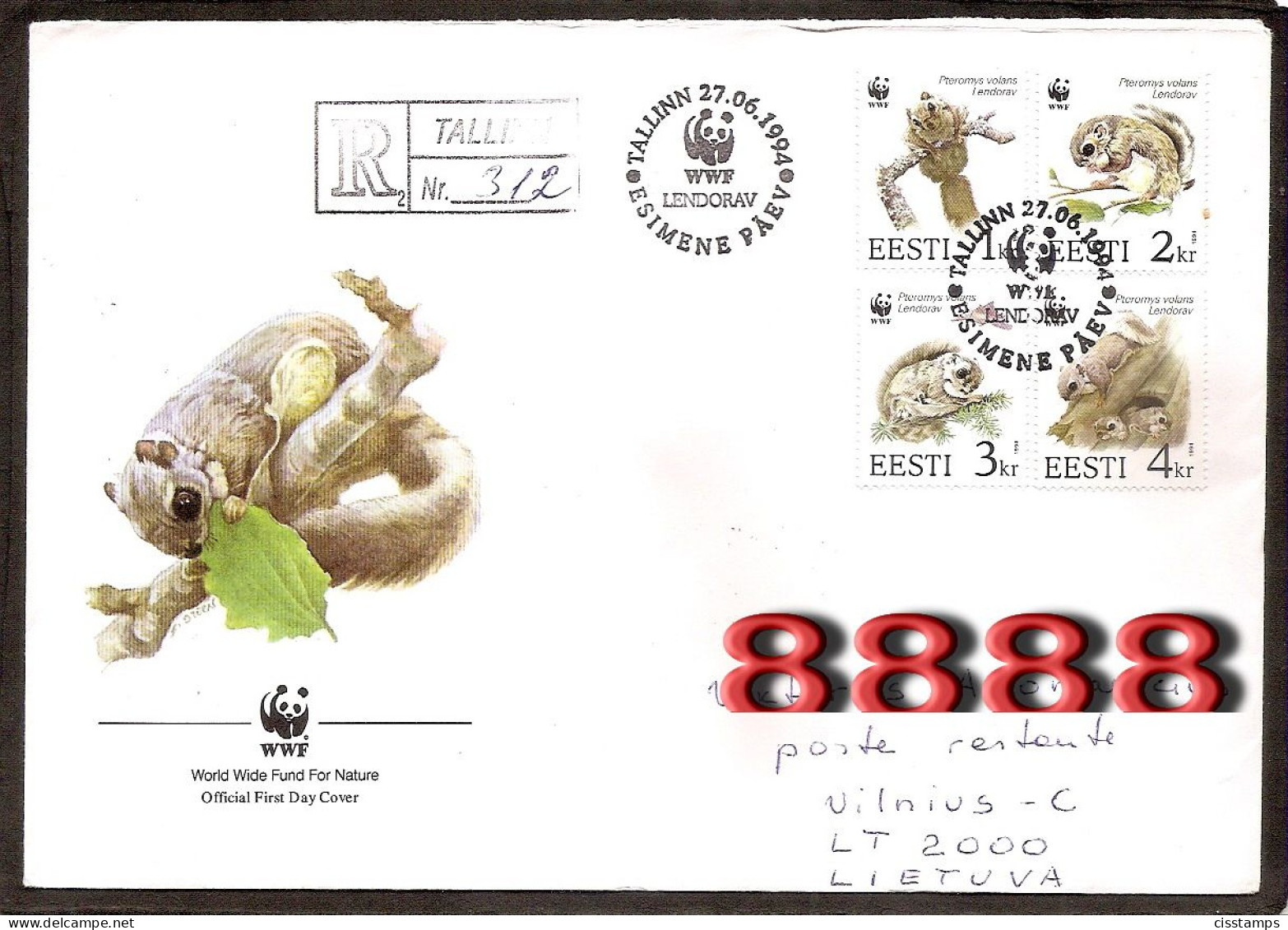 Estonia 1994●WWF Flying Squirrell●complet Set●Mi 229-32●FDC R-letter - FDC