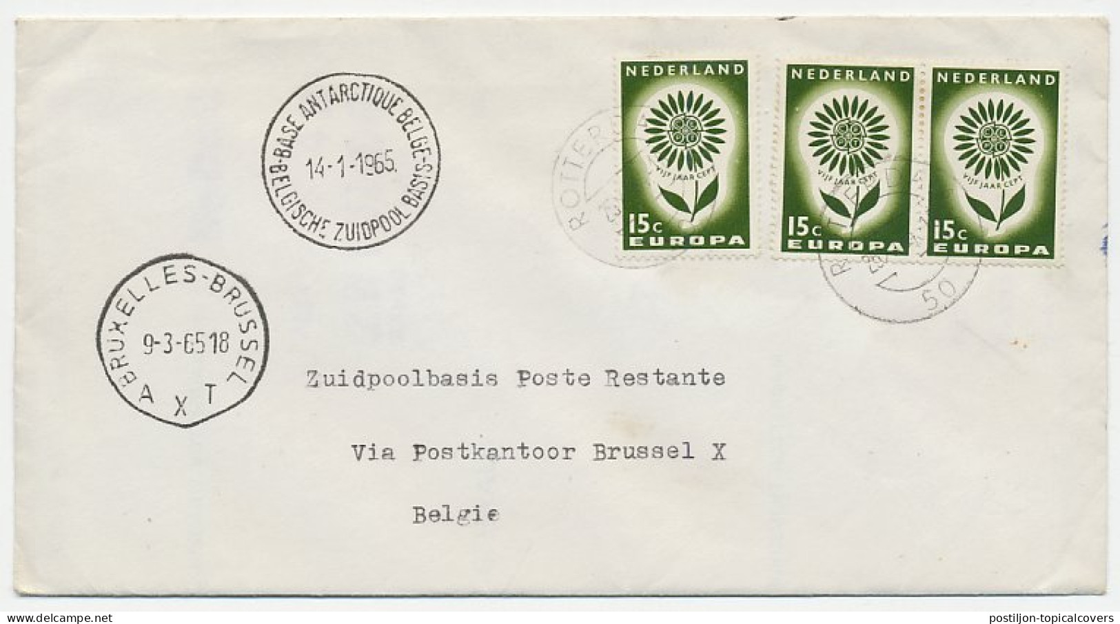 Cover / Postmark Netherlands / Belgium 1965 Belgian Antarctic Base - Poste Restante - Spedizioni Artiche