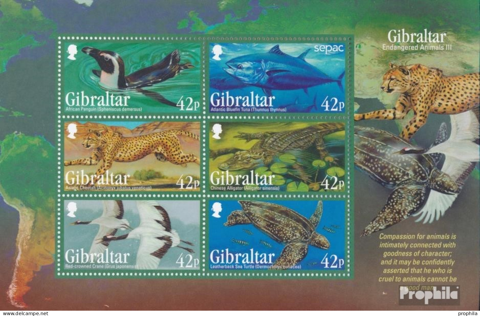 Gibraltar Block113 (kompl.Ausg.) Postfrisch 2013 Gefährdete Tierarten - Gibraltar
