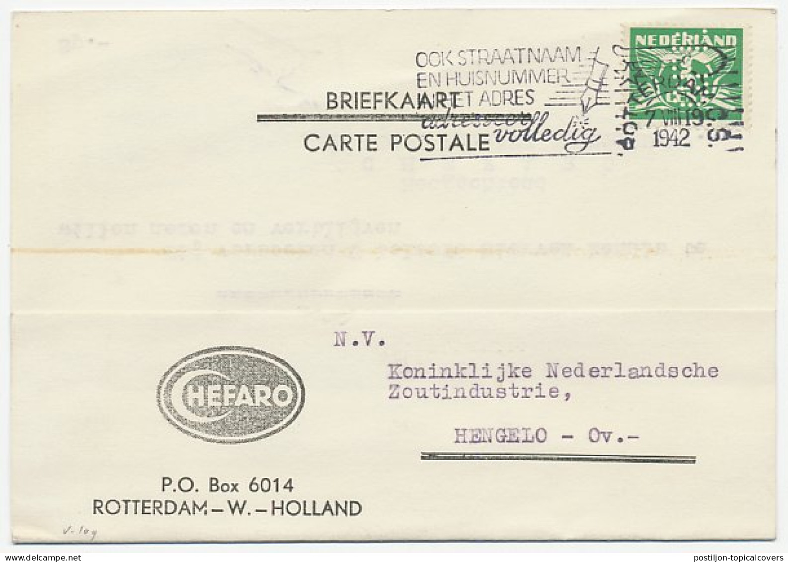 Perfin Verhoeven 103 - C.F.R. - Rotterdam 1942 - Sin Clasificación