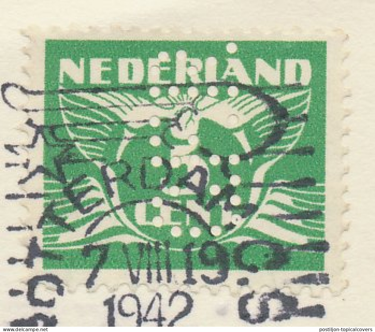 Perfin Verhoeven 103 - C.F.R. - Rotterdam 1942 - Sin Clasificación
