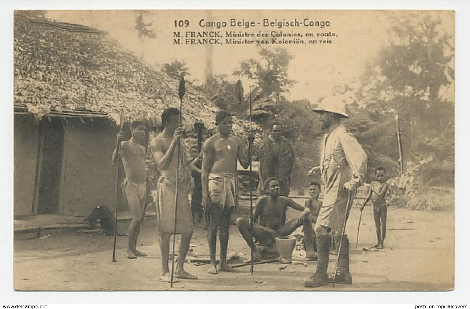 Postal Stationery Belgian Congo 1923 Native Village - Minister Of Colonies - Indianer