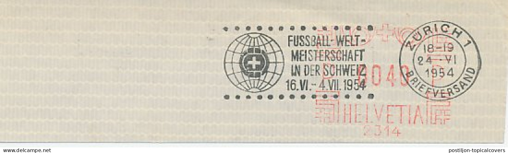 Postmark Cut Switzerland 1954 World Cup Football - Switzerland 1954 - Other & Unclassified