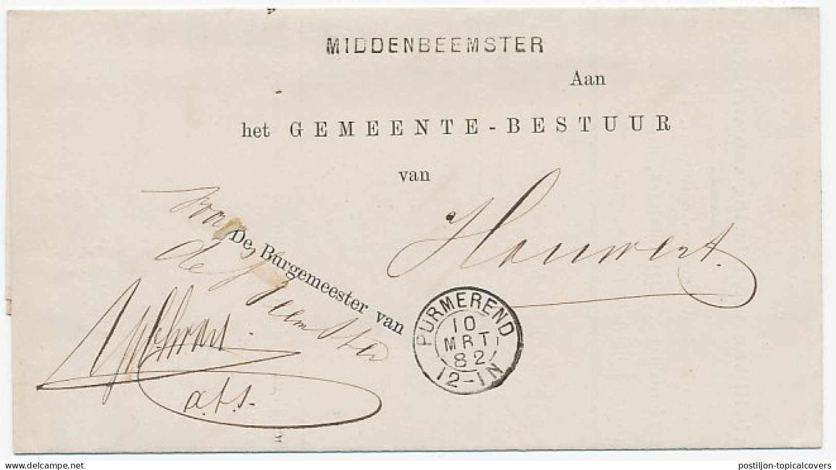 Naamstempel Middenbeemster 1882 - Covers & Documents