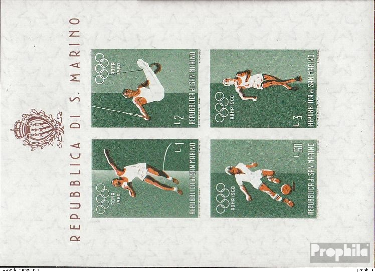 San Marino Block5 (kompl.Ausg.) Postfrisch 1960 Sommerolympiade - Nuevos