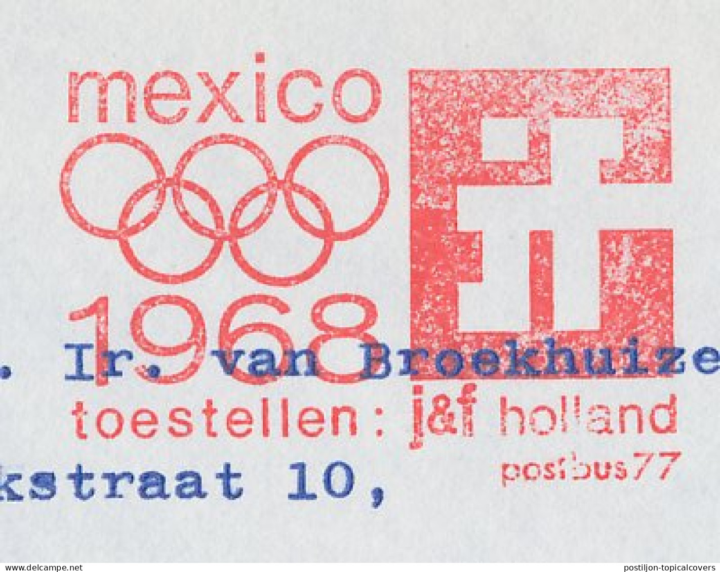 Meter Cover Front Netherlands 1971 Olympic Games Mexico 1968 - Helmond - Andere & Zonder Classificatie