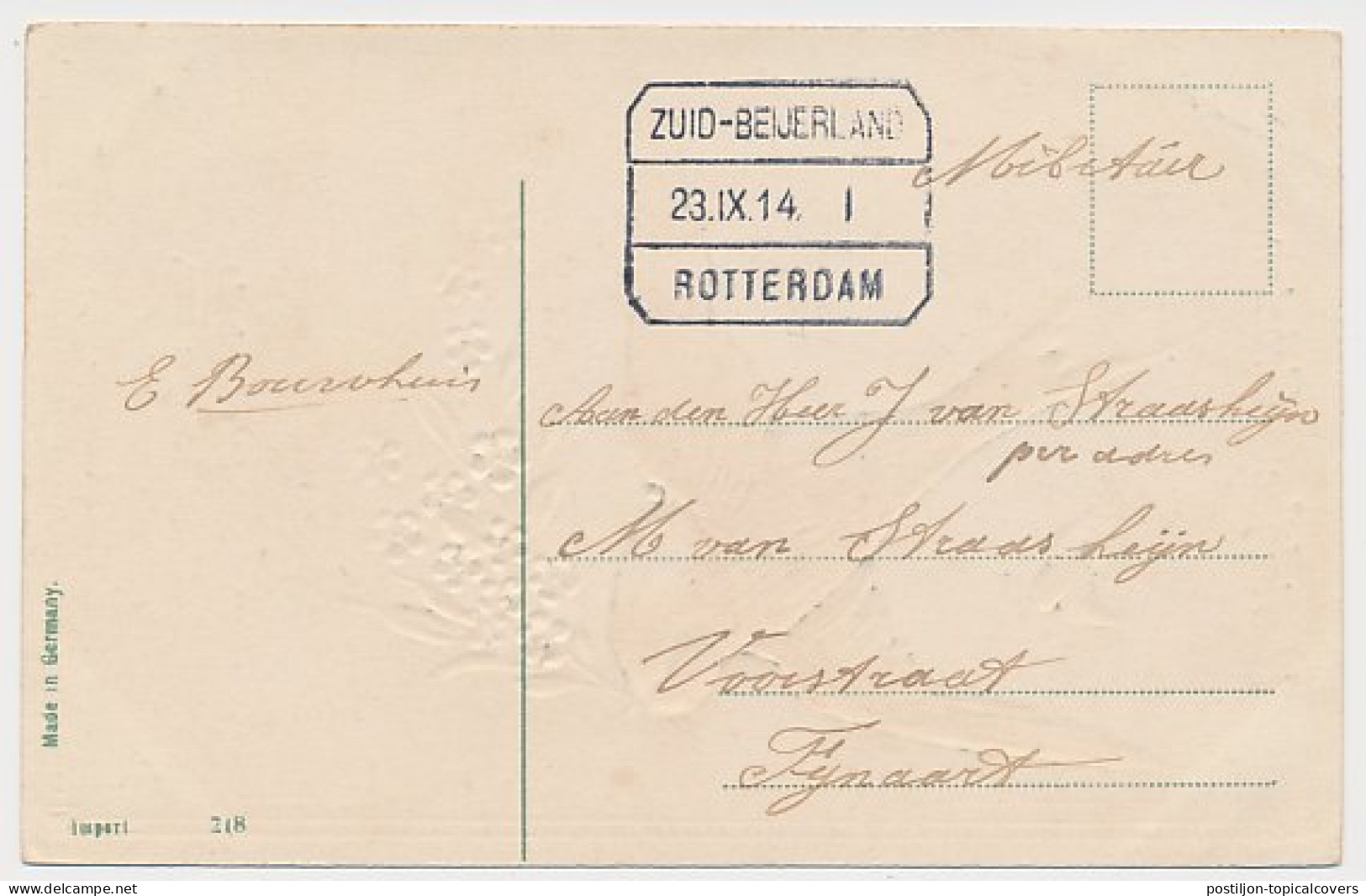 Treinblokstempel : Zuid-Beijerland - Rotterdam I 1914 - Non Classés
