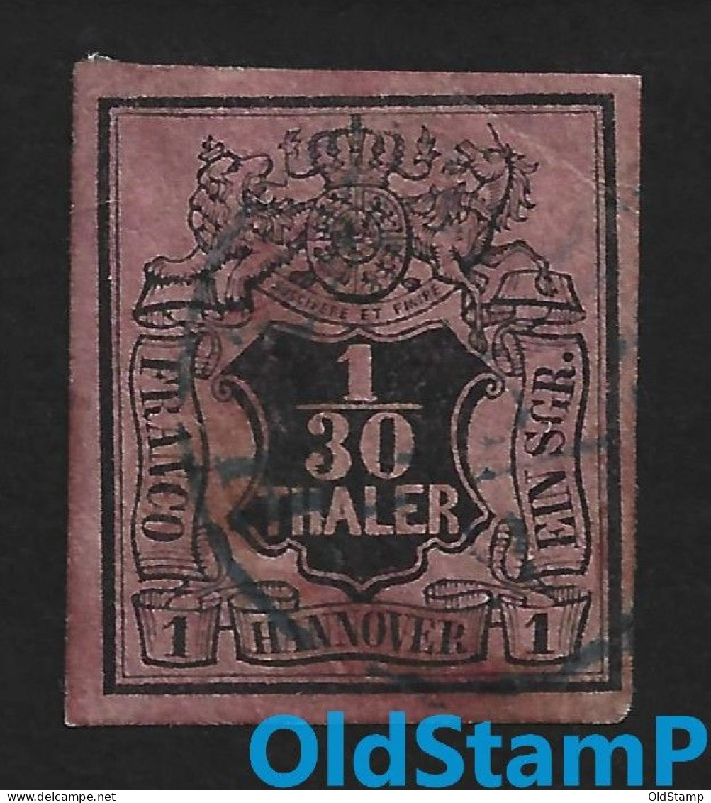 HANNOVER 1851 Mi.# 3 B 1/30Th / 1Sgr Gestempelt / Allemagne Alemania Altdeutschland Old Germany States - Hannover