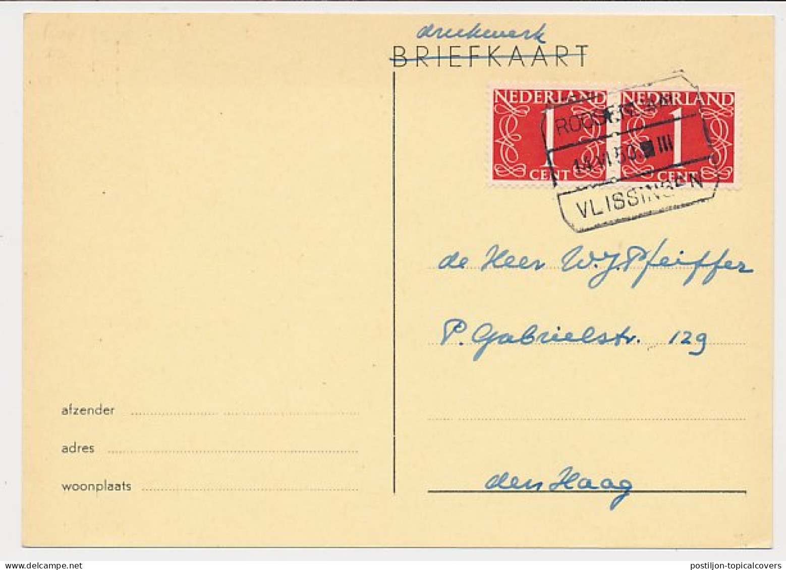 Treinblokstempel : Roosendaal - Vlissingen III 1950 - Sin Clasificación