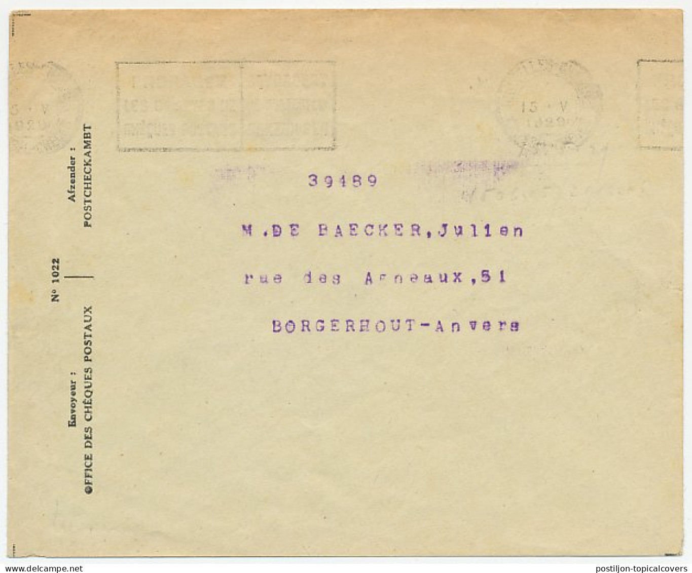 Postal Cheque Cover Belgium 1929 Anicure - Knives - Trimmer - Surgery - Orthopedic - Other & Unclassified