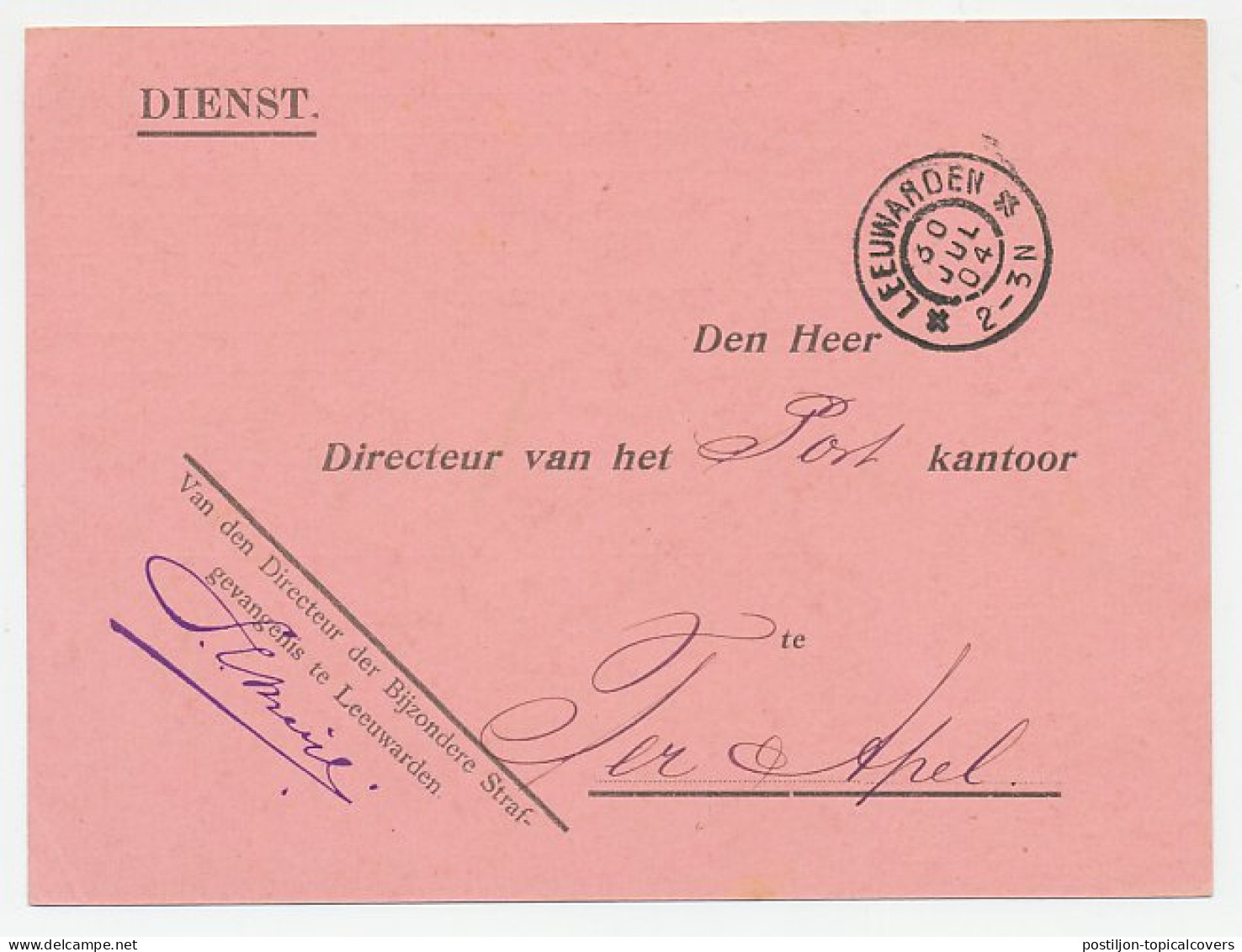 Dienst Leeuwarden - Ter Apel 1904 - Gevangenis / P&T Kleding - Unclassified