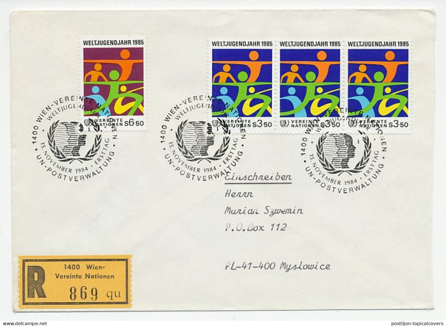 Registered Cover / Postmark United Nations 1984 World Youth Year - Sonstige & Ohne Zuordnung