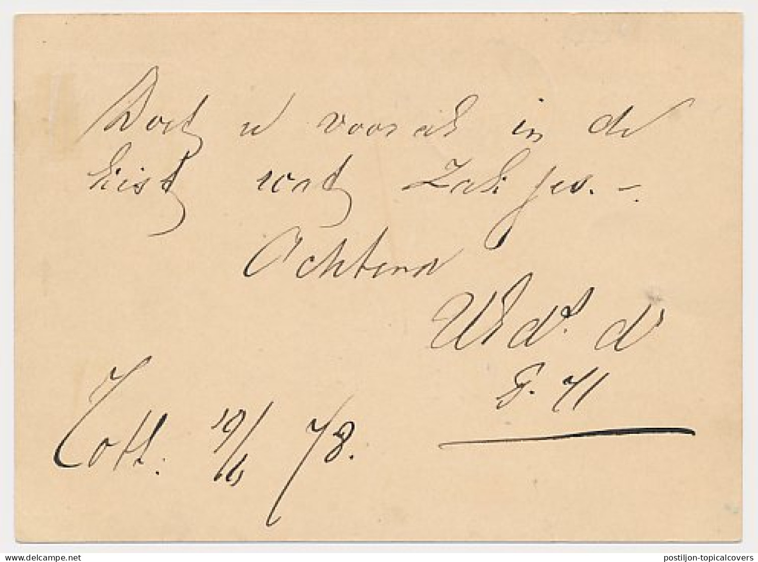 ROTTERDAM BRIEVENBUS - Delft 1878 - Cartas & Documentos