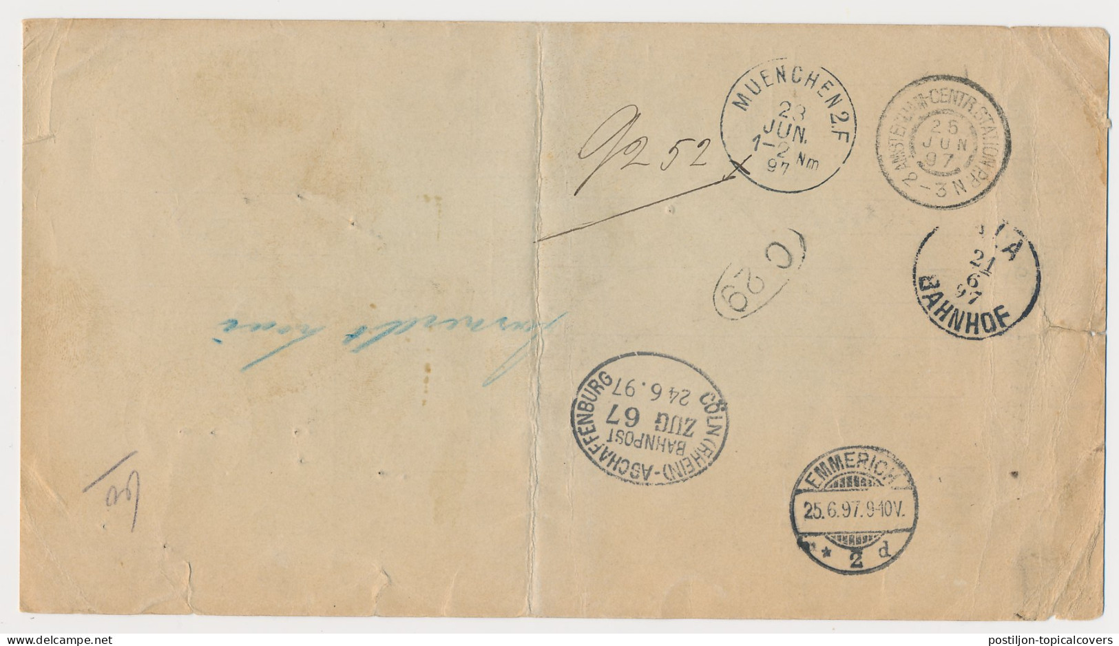 Trein Grootrondstempel : Amsterdam-Centr.Station P.P. 1897 - Covers & Documents