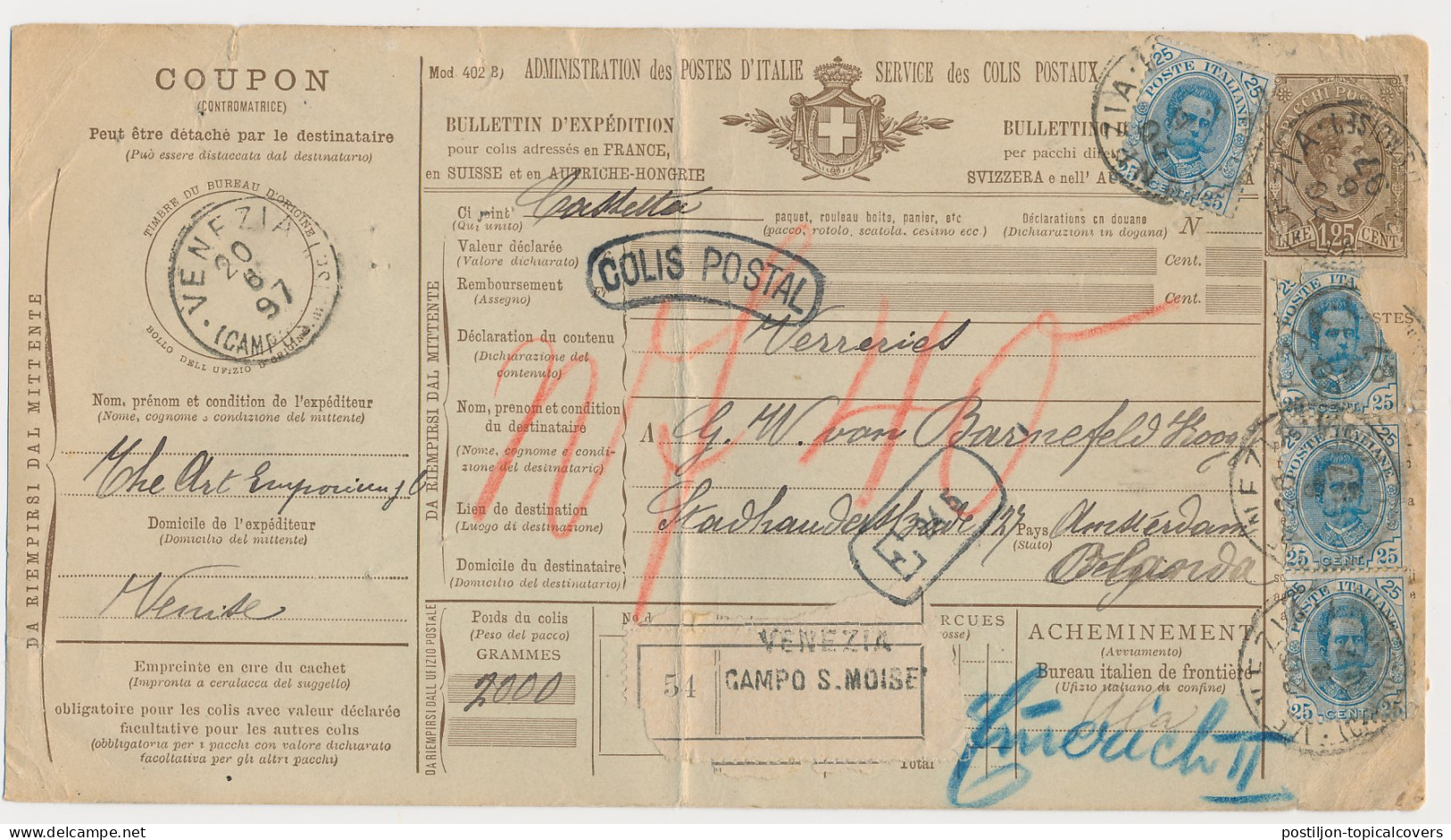 Trein Grootrondstempel : Amsterdam-Centr.Station P.P. 1897 - Covers & Documents
