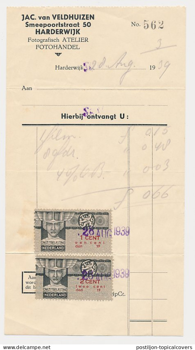 Omzetbelasting 1 CENT / 2 CENT - Harderwijk 1939 - Revenue Stamps