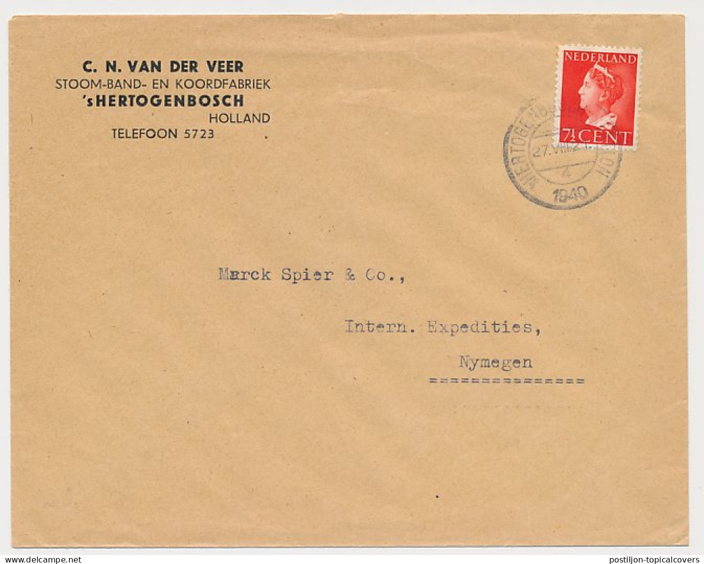 Firma Envelop S Hertogenbosch 1940 - Stoom-Band- Koordfabriek - Non Classés
