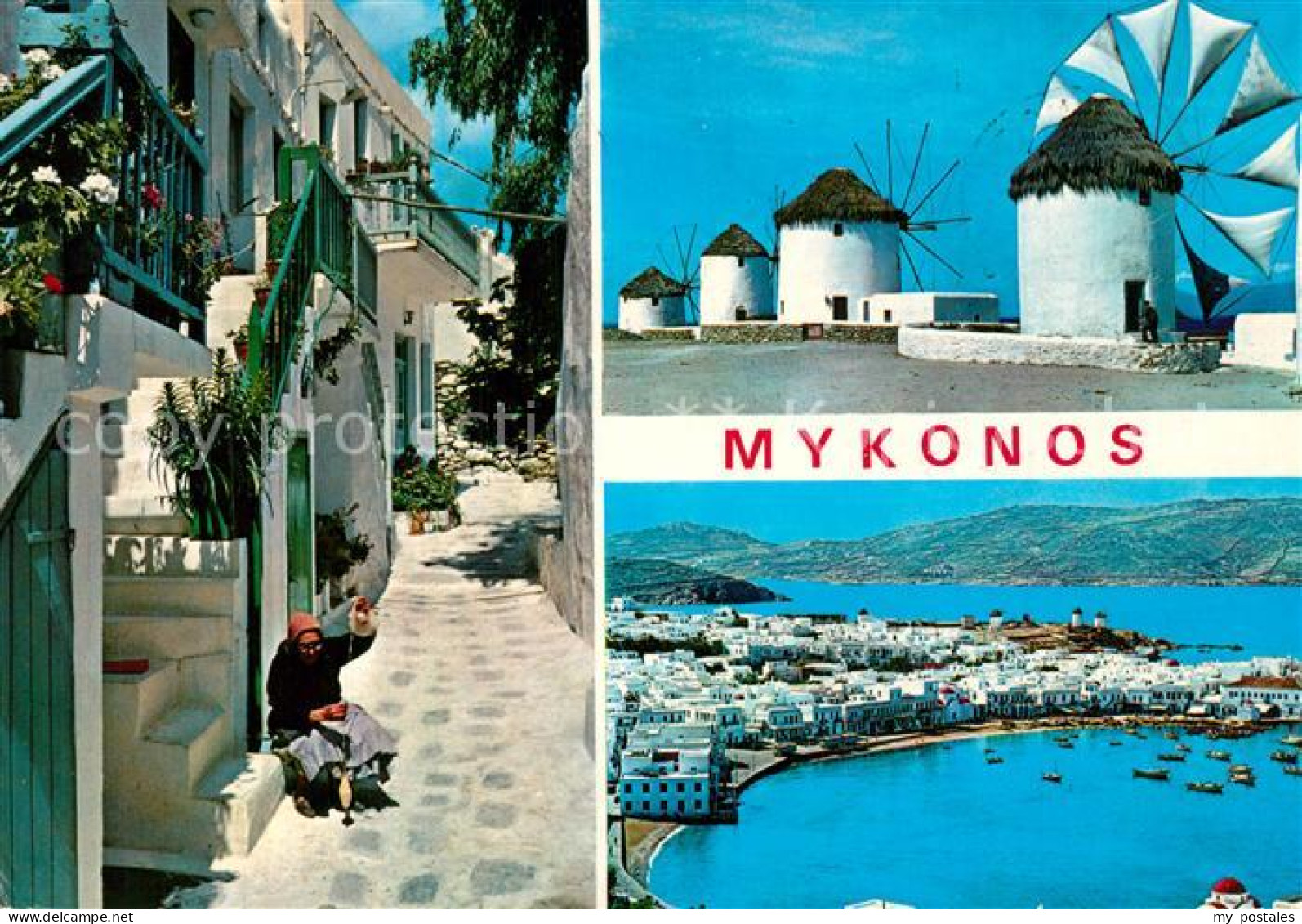 73607744 Mykonos Dorfgasse Windmuehlen Hafenpartie MyKonos - Grecia