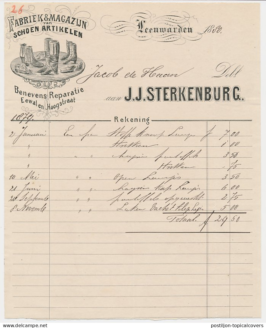 Nota Leeuwarden 1880 - Schoenen  - Holanda