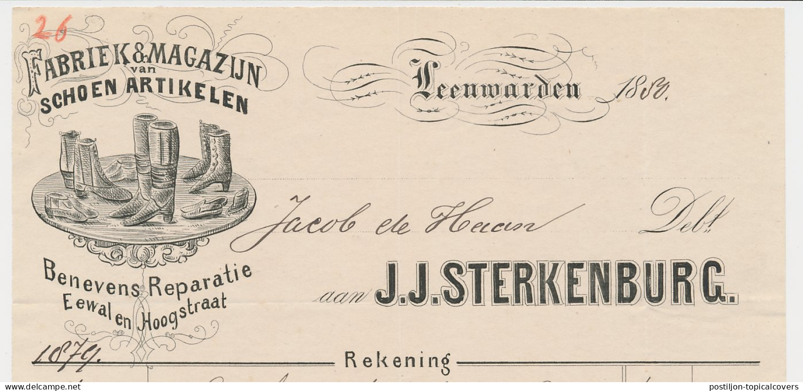 Nota Leeuwarden 1880 - Schoenen  - Holanda