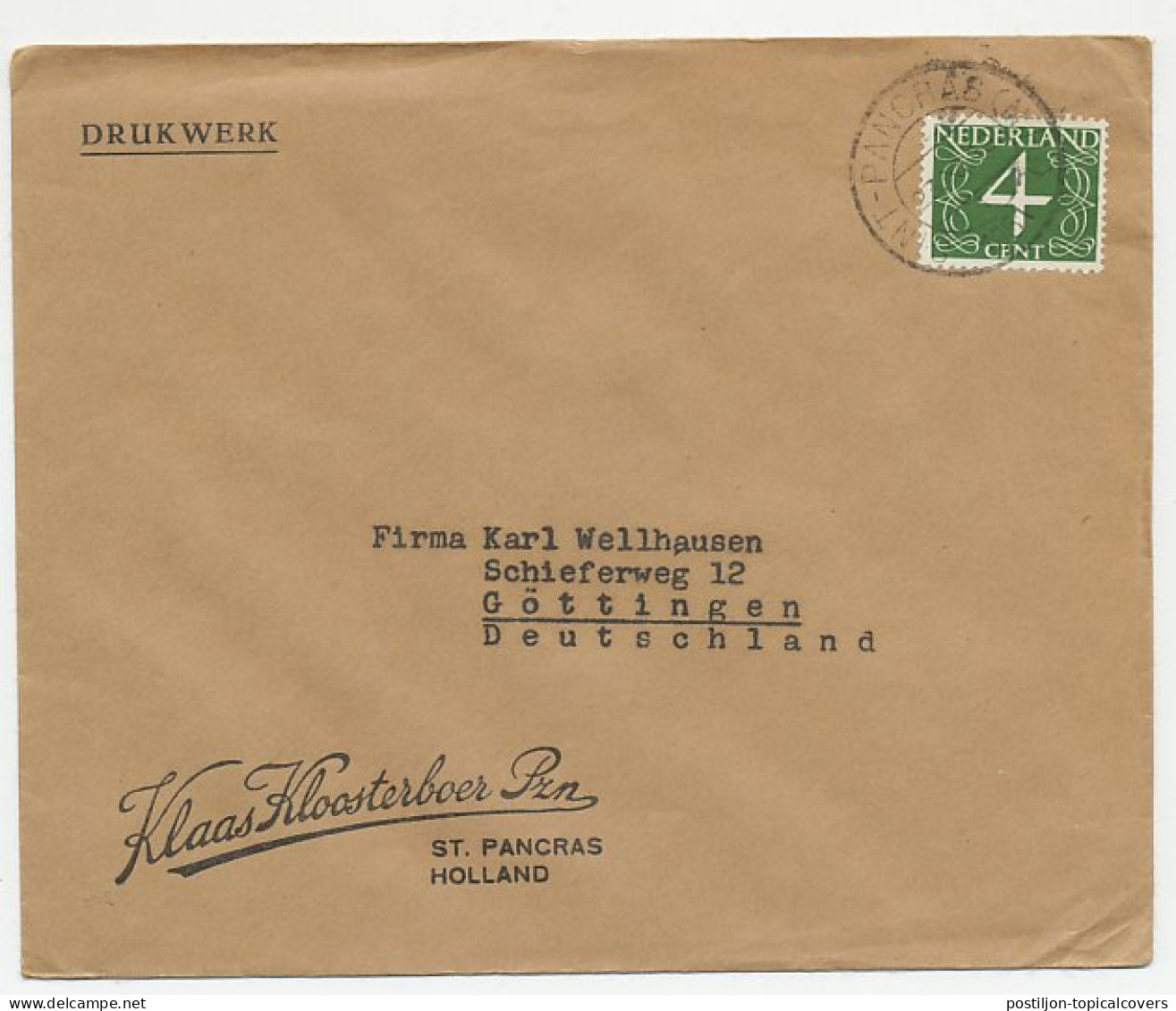 Firma Envelop St. Pancras 1951 - Klaas Kloosterboer - Non Classés