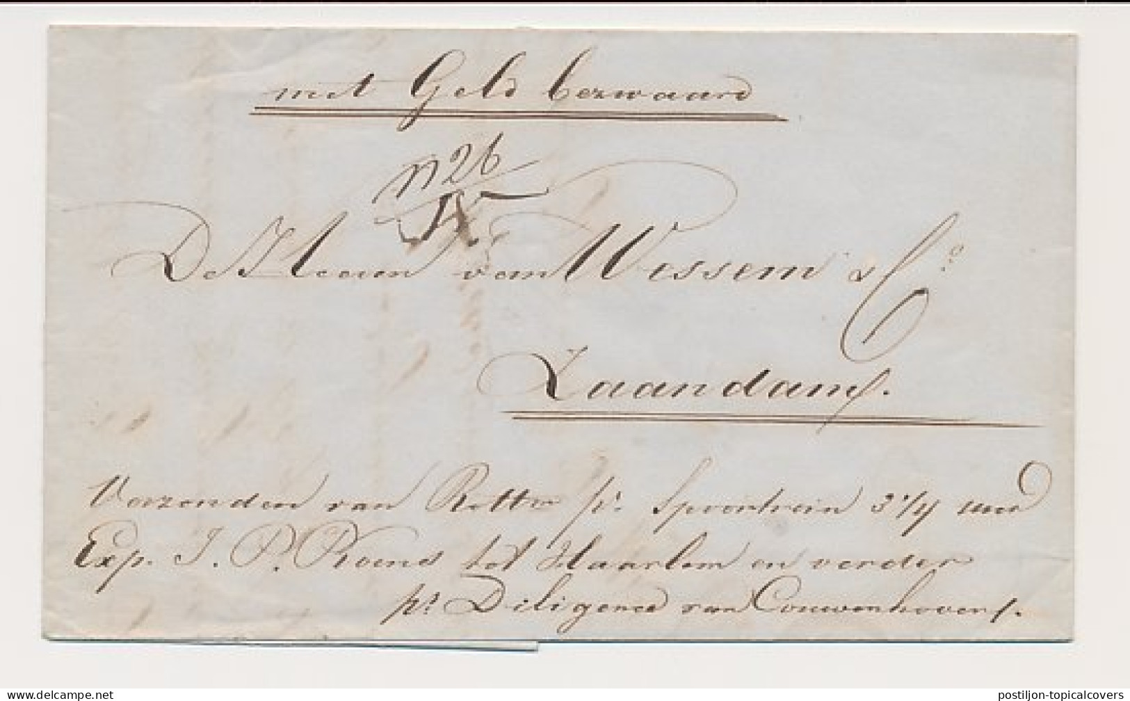 Treinbrief Rotterdam - Zaandam 1851 - Exp. Koens / Couwenhoven - Lettres & Documents