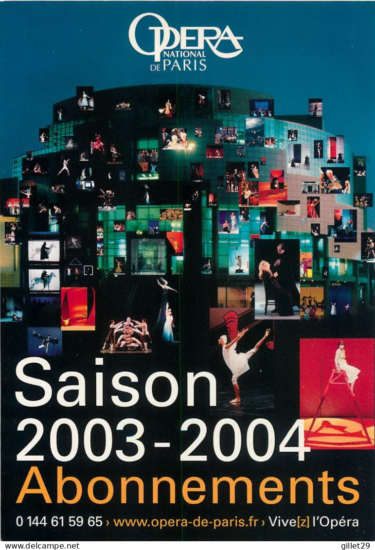 PUBLICITÉ - ADVERTISING - OPÉRA NATIONAL DE PARIS, SAISON 2003-2004 - - Werbepostkarten