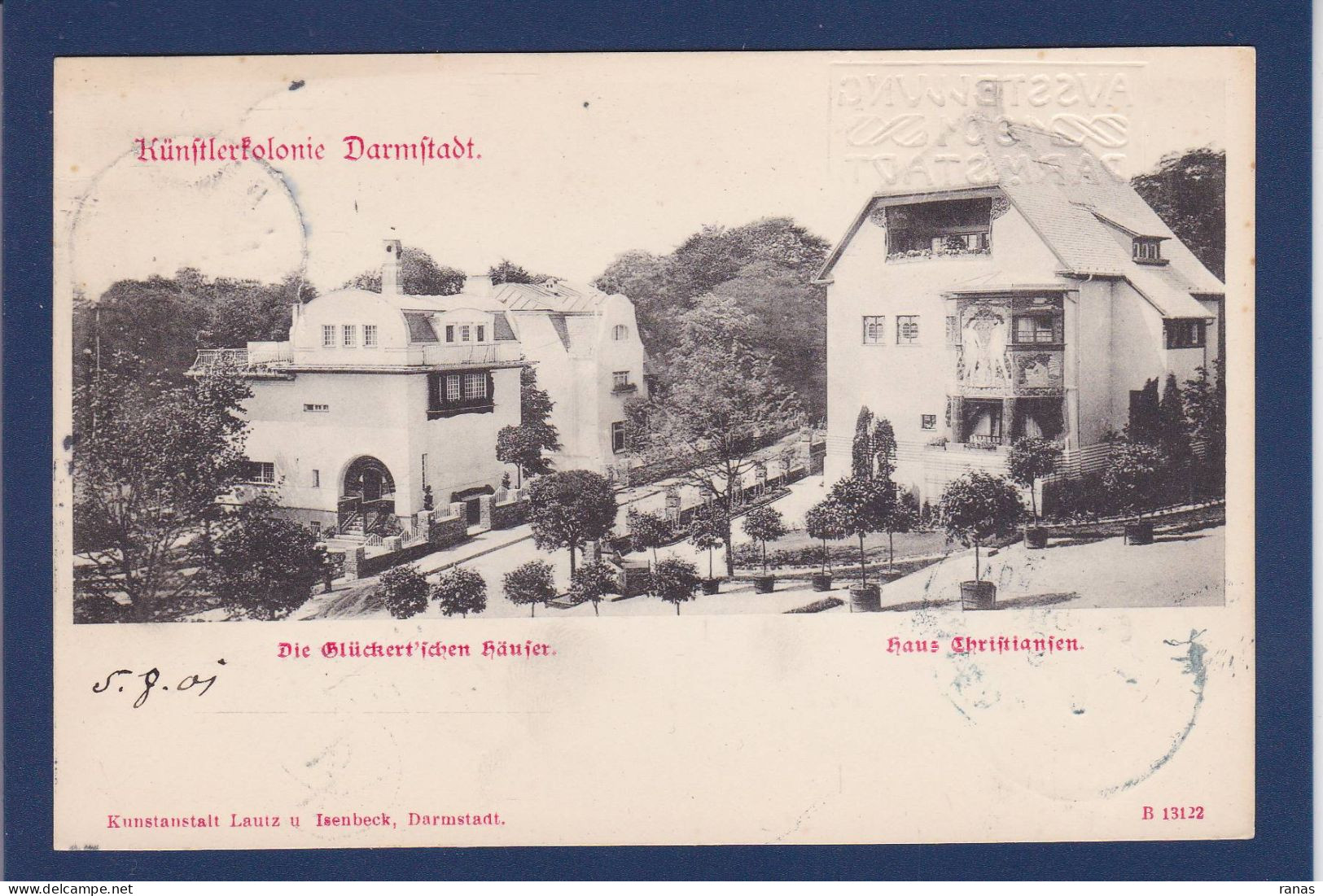 CPA Architecture Darmstadt Colonie Kunstler Circulée Cachet à Sec 1901 Allemagne - Denkmäler