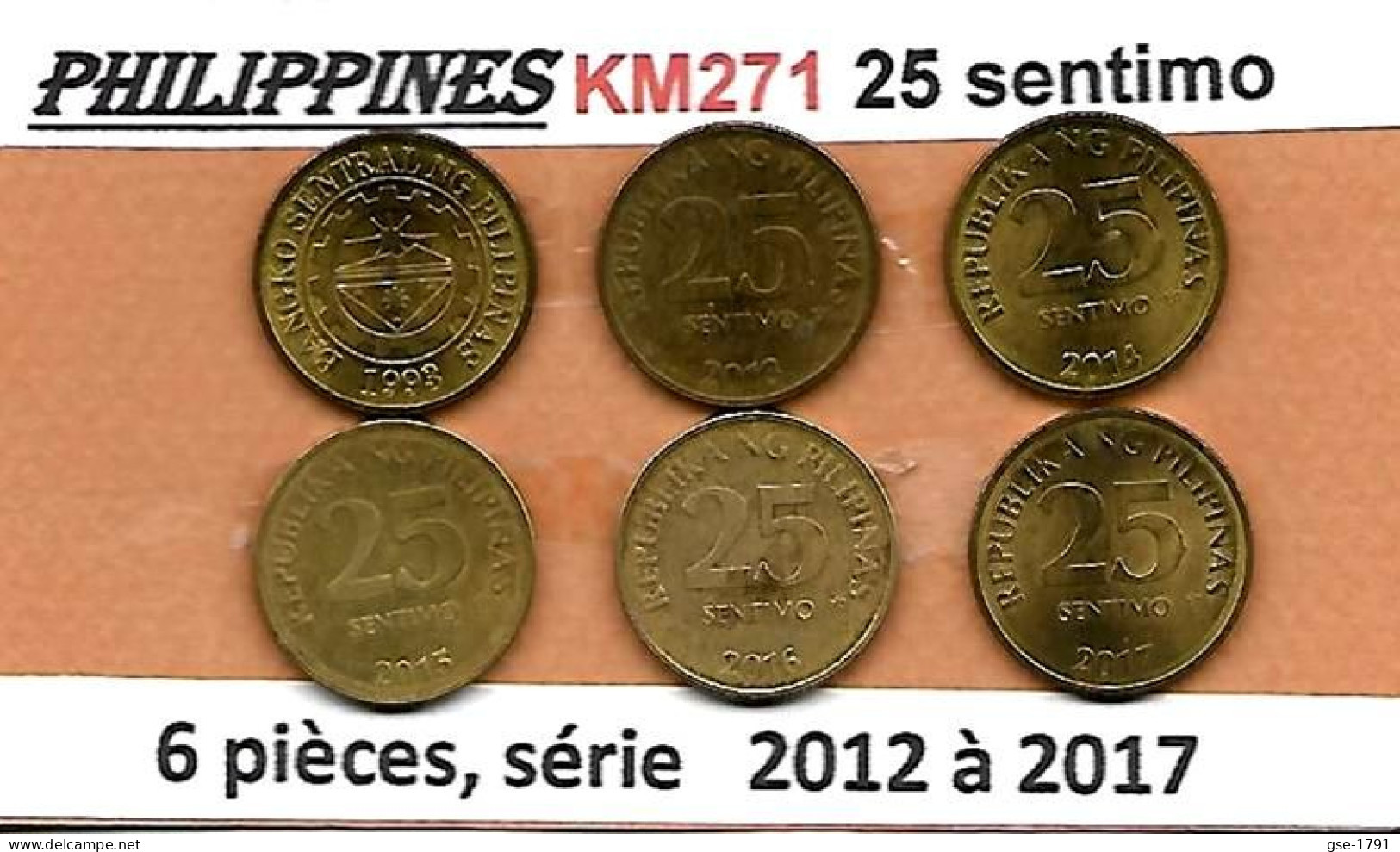 PHILIPPINES  Réforme Coinage, 25 Sentimo Bangko Central  KM 271 ,  Pièces à Suivre De 2012 à 2017,  TTB - Filippijnen