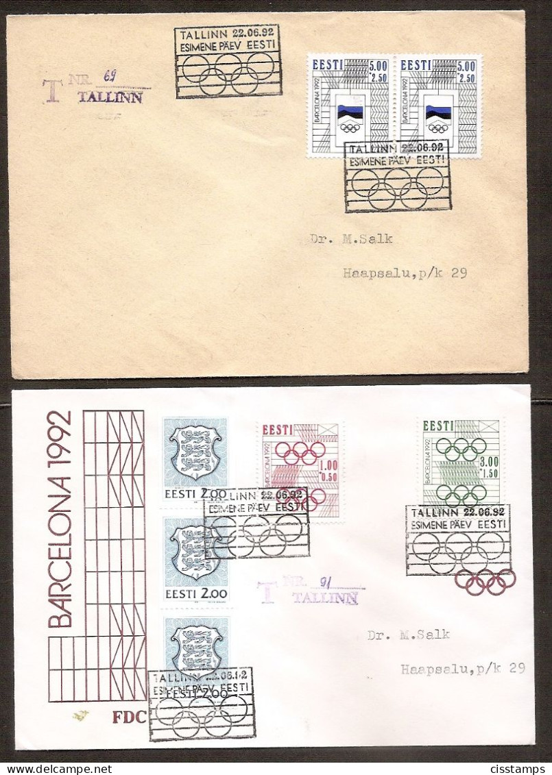 Estonia 1992●Olympic Games Barcelona●complet Set●Mi 180-82● 2x FDC Letters - Sommer 1992: Barcelone