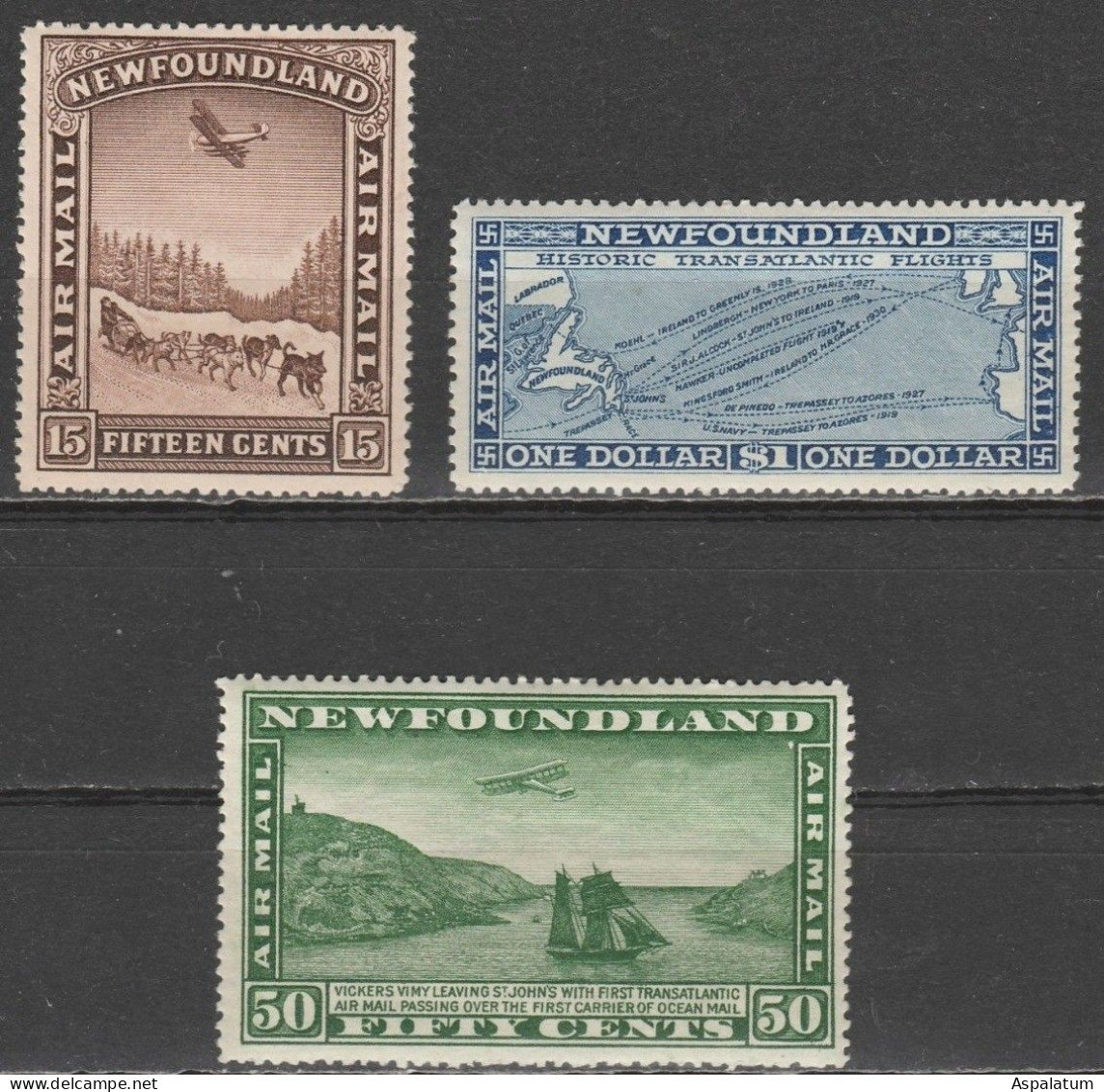 Newfoundland - Airmail - Set Of 3 - Landscapes - Mi 155~157 - 1931 - Back Of Book