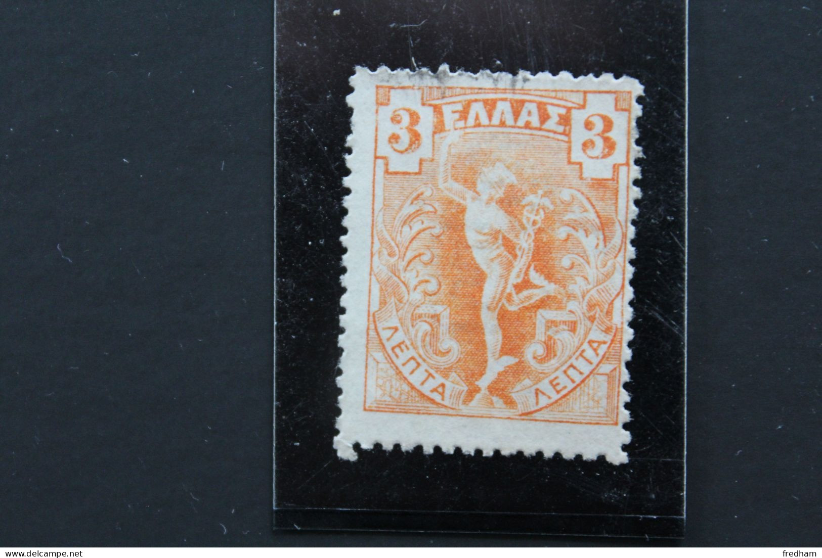 1901 KAR 172a HERMES VOLANT 3 LEPTON GREC ORANGE FILIGRANE COURONNE SUR ET B/TB - Used Stamps