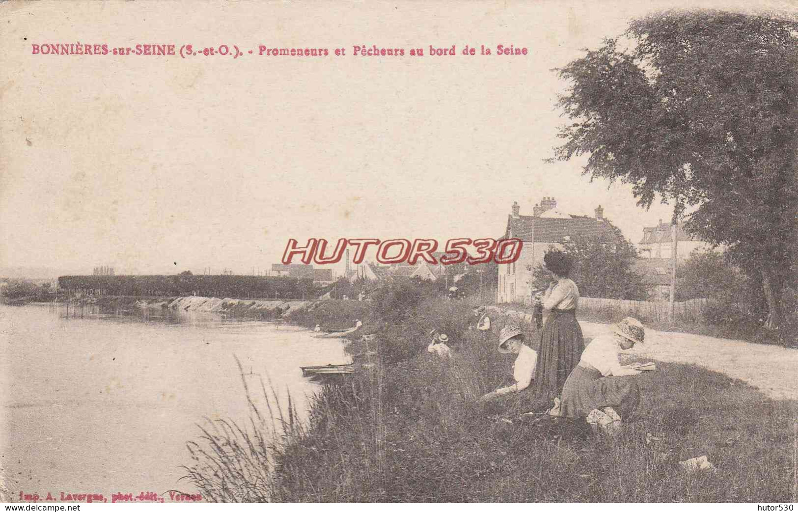 CPA BONNIERES SUR SEINE - PROMENEURS ET PECHEURS - Bonnieres Sur Seine