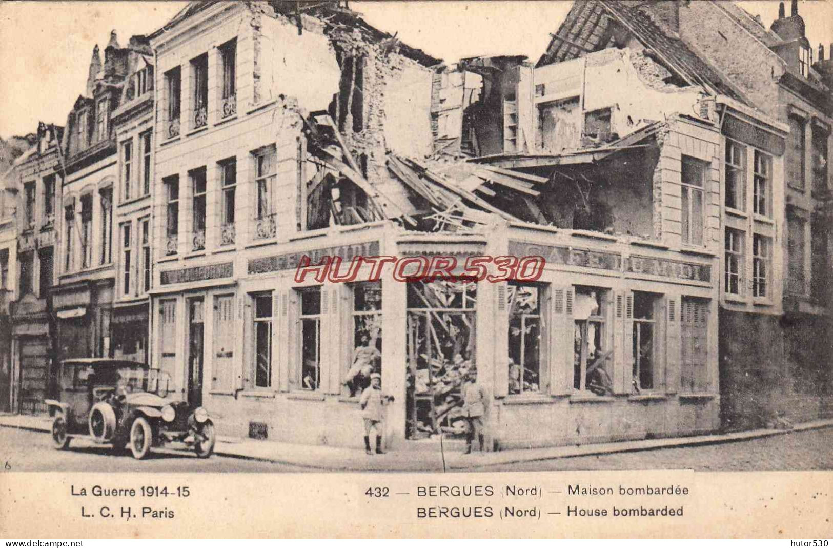 CPA BERGUES - GUERRE 1914 - MAISON BOMBARDEE - Bergues