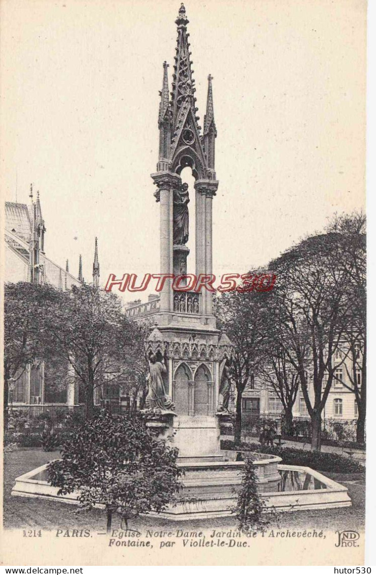 CPA PARIS - JARDIN DE L'ARCHEVECHE - FONTAINE VIOLLET LE DUC - Parks, Gärten