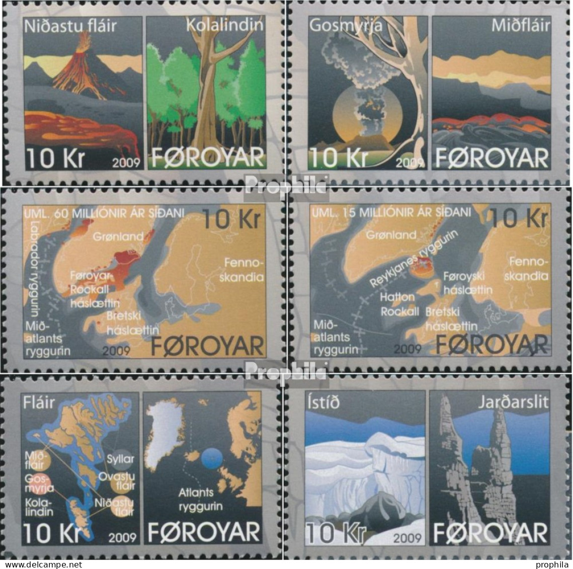 Dänemark - Färöer 669-674 (kompl.Ausg.) Postfrisch 2009 Die Entstehung Der Färöer-Inseln - Islas Faeroes