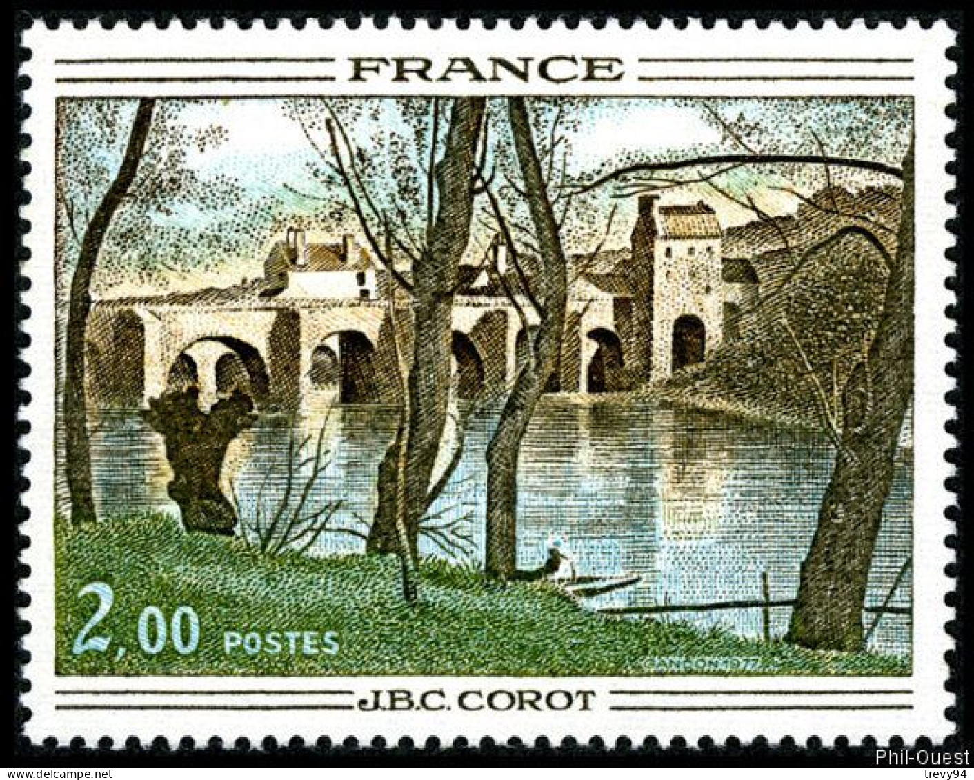 Timbre De 1977 Jean-Baptiste Corot Le Pont De Mantes - N° 1923 Neuf - Neufs