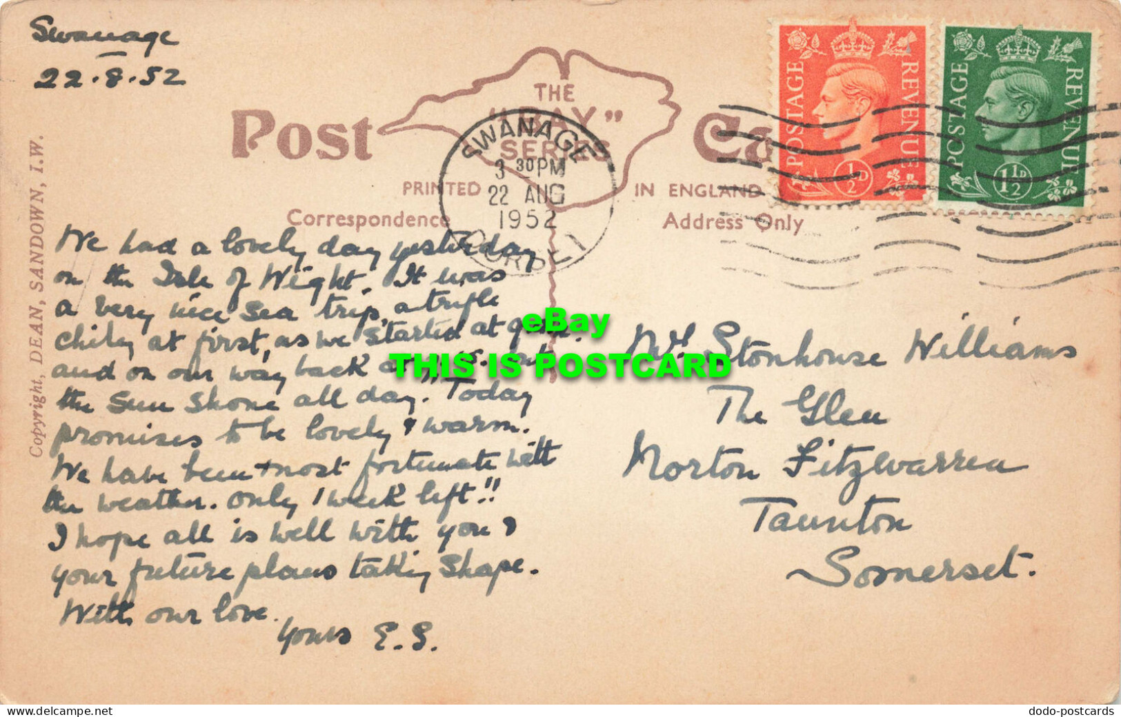 R597735 Totland Bay From Warren. I. W. 808. Dean. Bay Series. 1952 - Monde