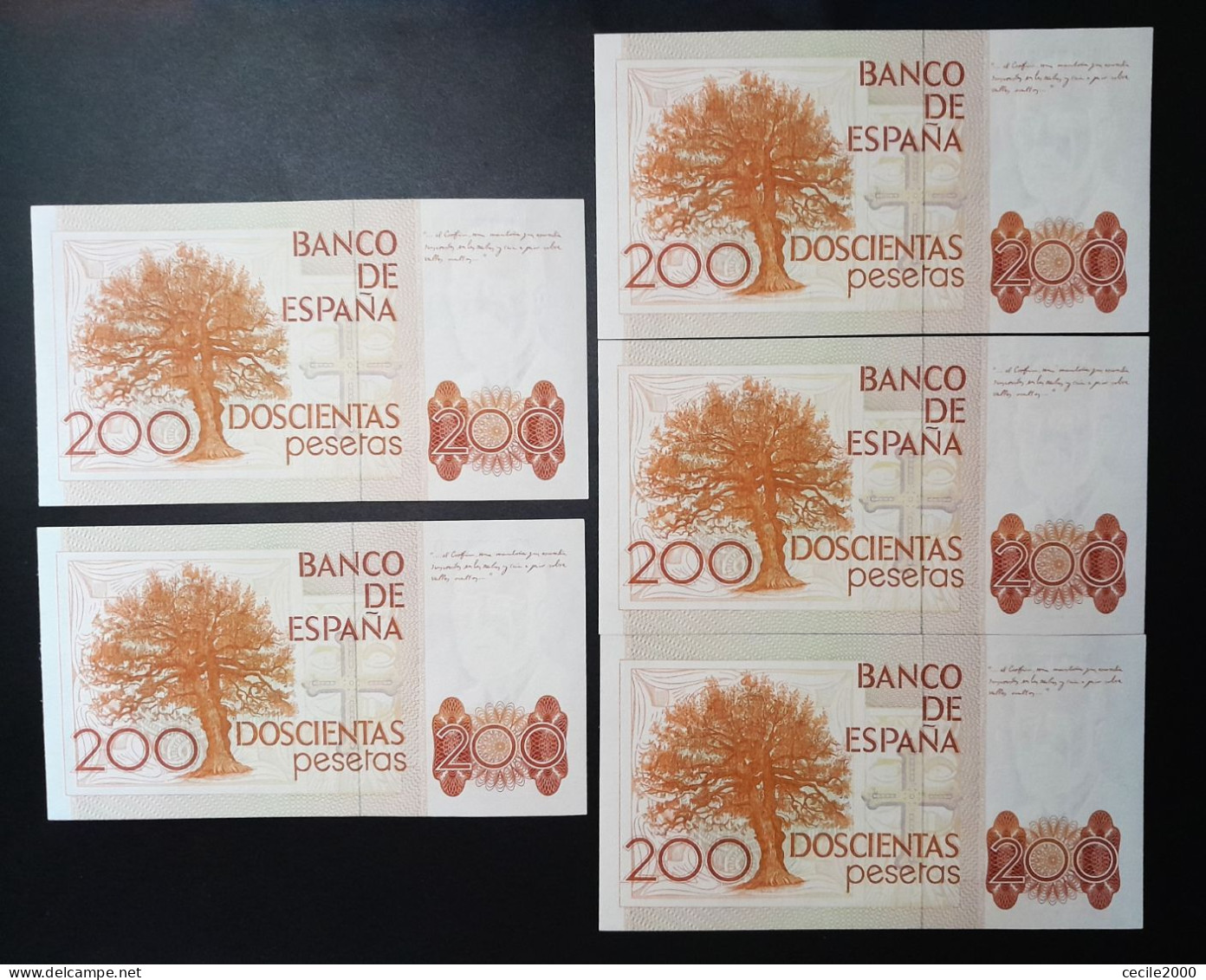 SIN SERIE SEQUENTIAL NUMBER SPAIN BANKNOTE LOT 200 PESETAS 1980 UNC SC LOTE 5 BILLETE ESPAÑA COMPRAS MULTIPLES CONSULTAR - 50 Pesetas