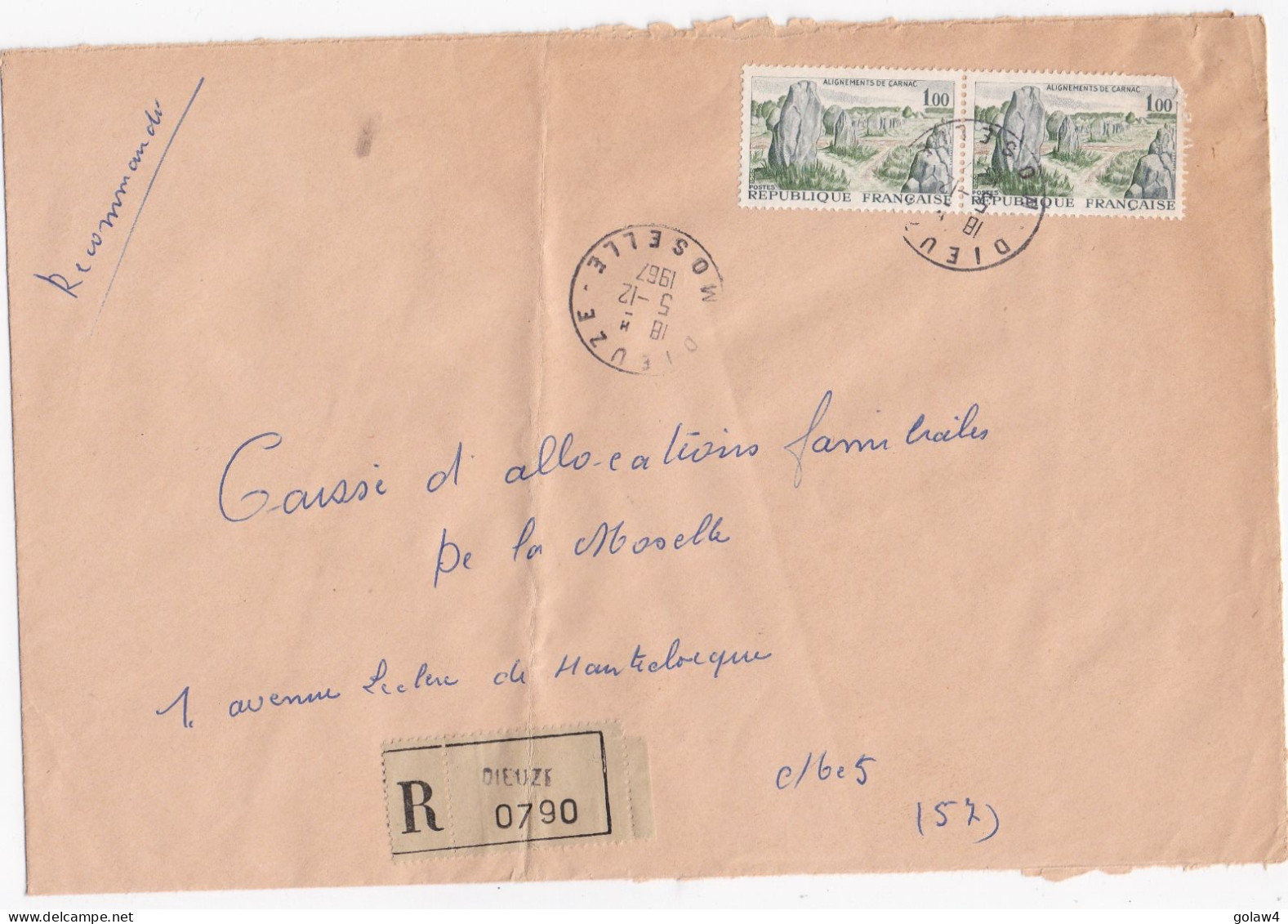 36958# LOT 20 LETTRES FRANCHISE PARTIELLE RECOMMANDE Obl DIEUZE MOSELLE 1967 1968 Pour METZ 57 - Covers & Documents