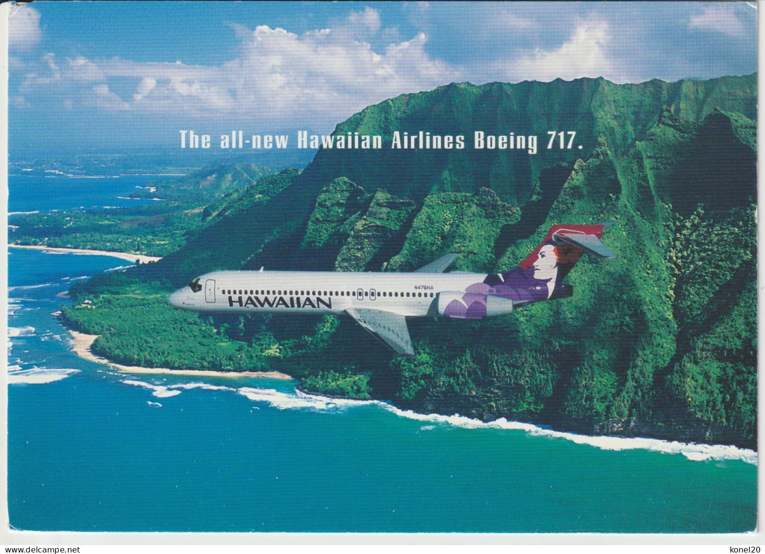 Vintage Pc Hawaiian Airlines Boeing 717 Jetliner Aircraft - 1946-....: Era Moderna