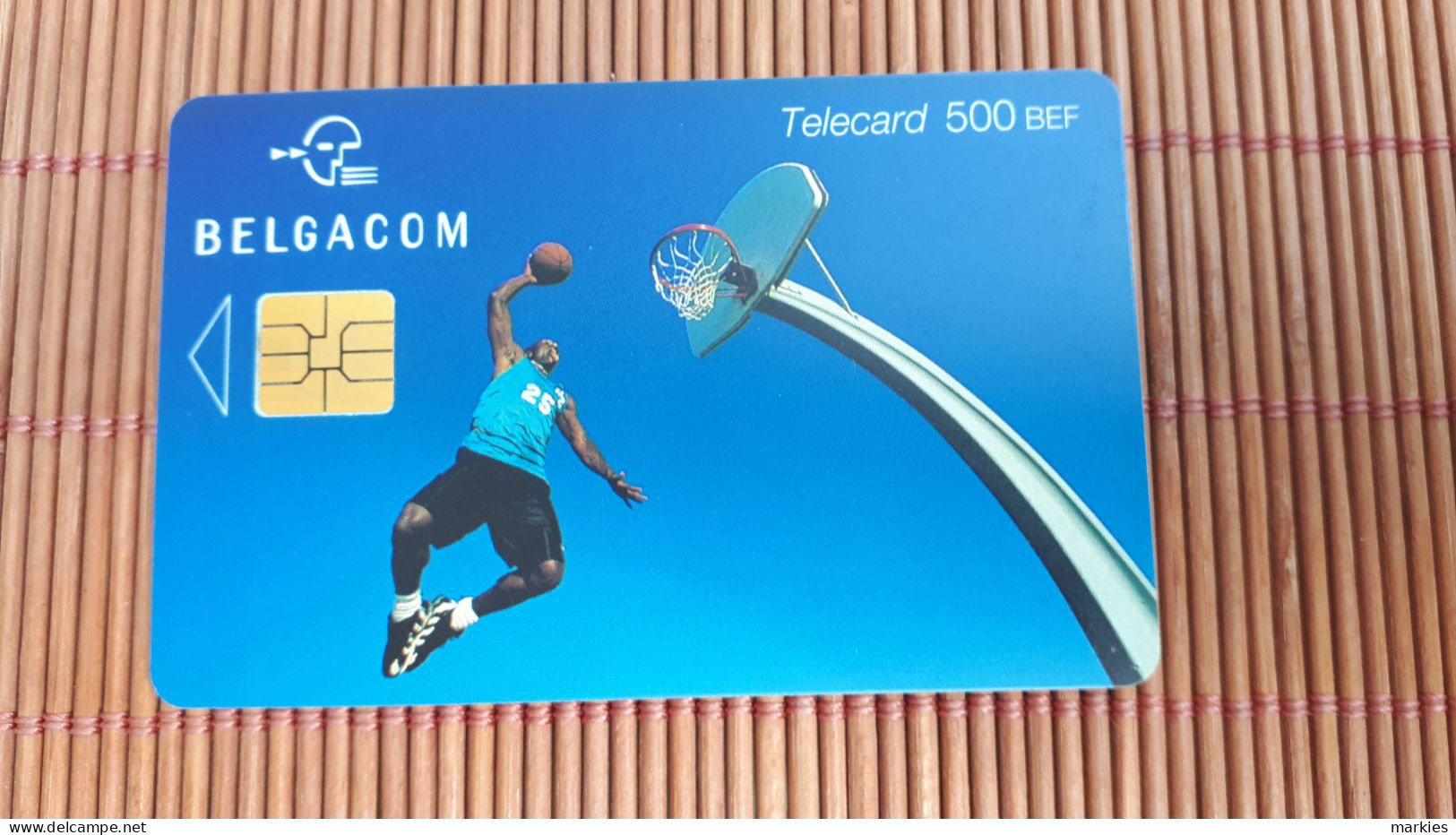 Phonecard Sport Basketbll Belgium 500 BEF  Low Issue  Used Rare - Met Chip