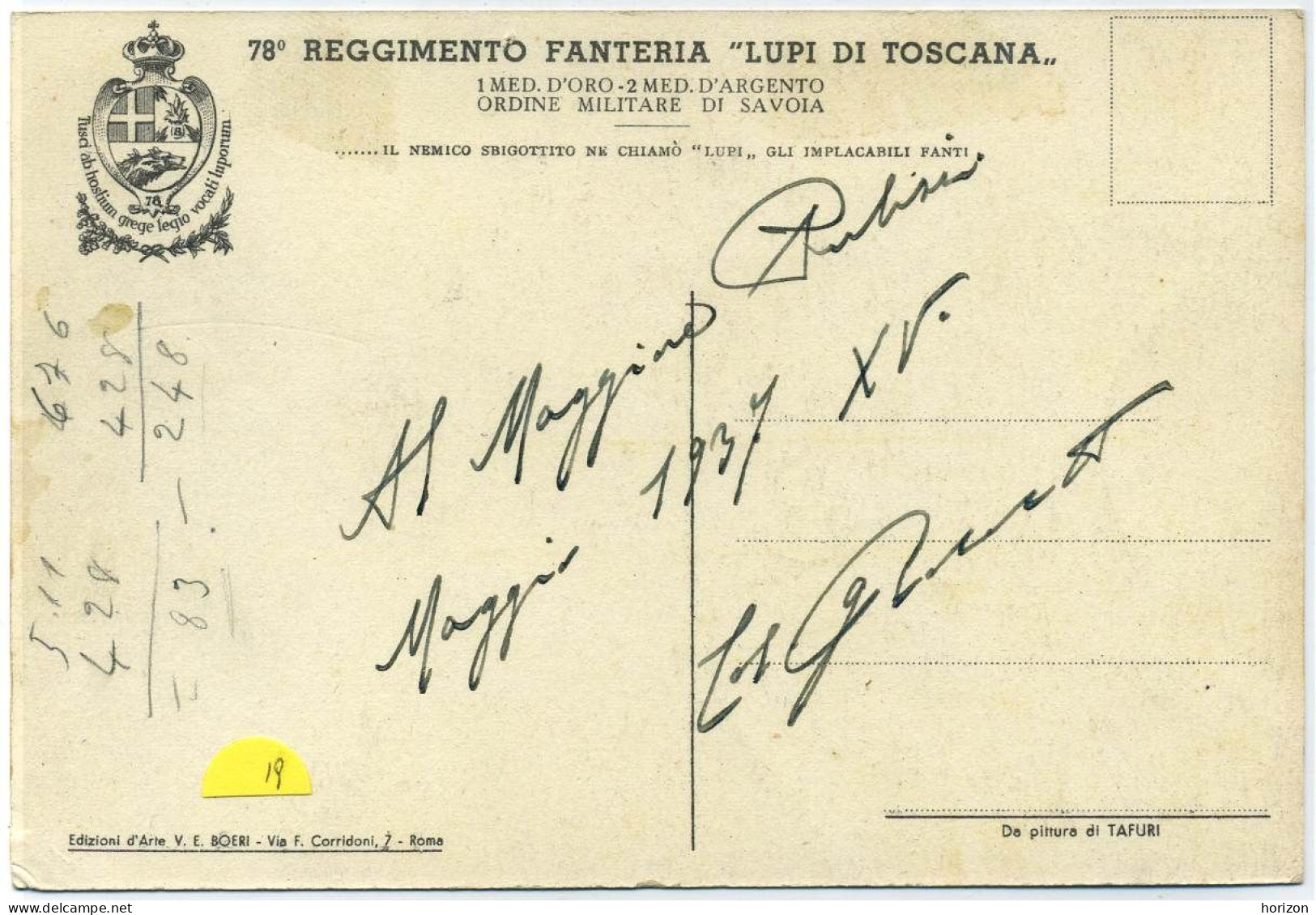 G.507  78° Reggimento FANTERIA "Lupi Di Toscana" - Illustrata Tafuri - Regimenten