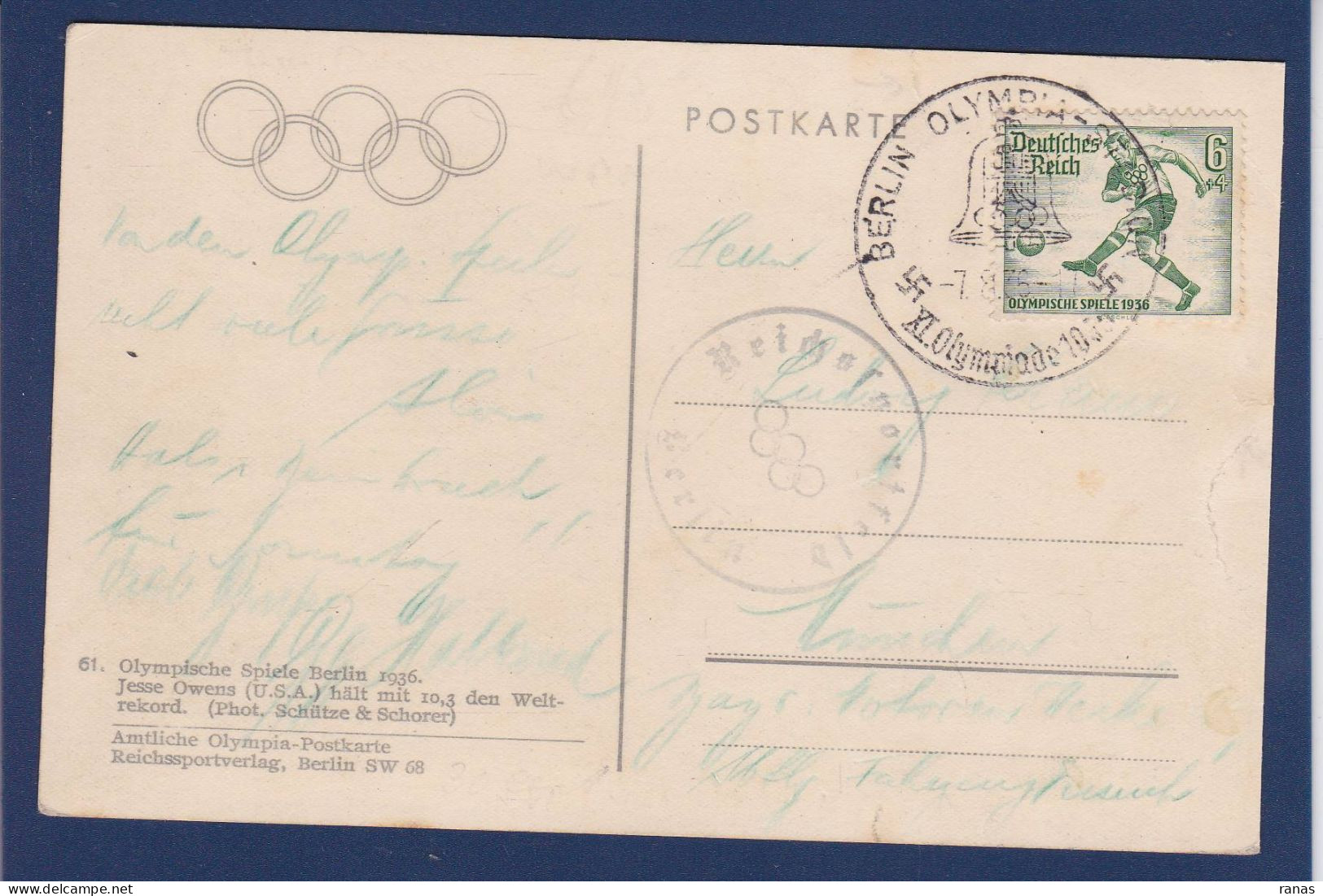 CPSM Jeux Olympiques JO Berlin 1936 Circulée Jesse Owens Amérique - Olympische Spiele