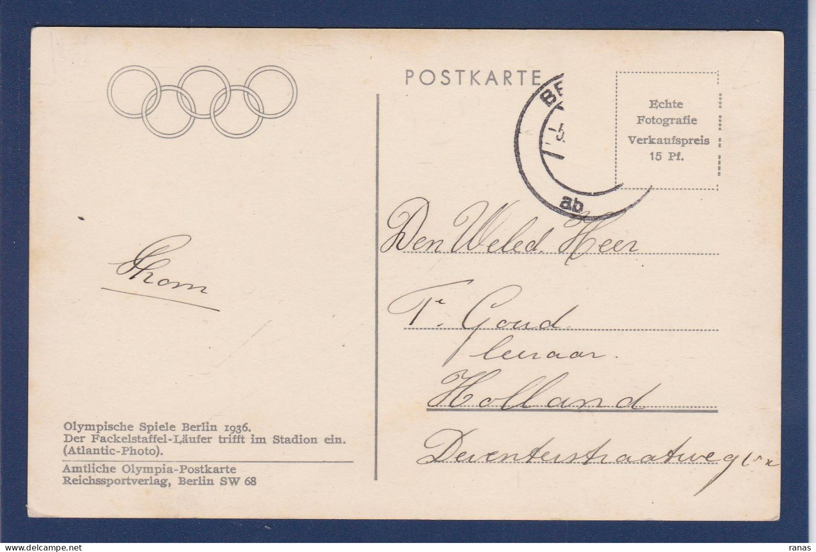 CPSM Jeux Olympiques JO Berlin 1936 Circulée - Olympic Games