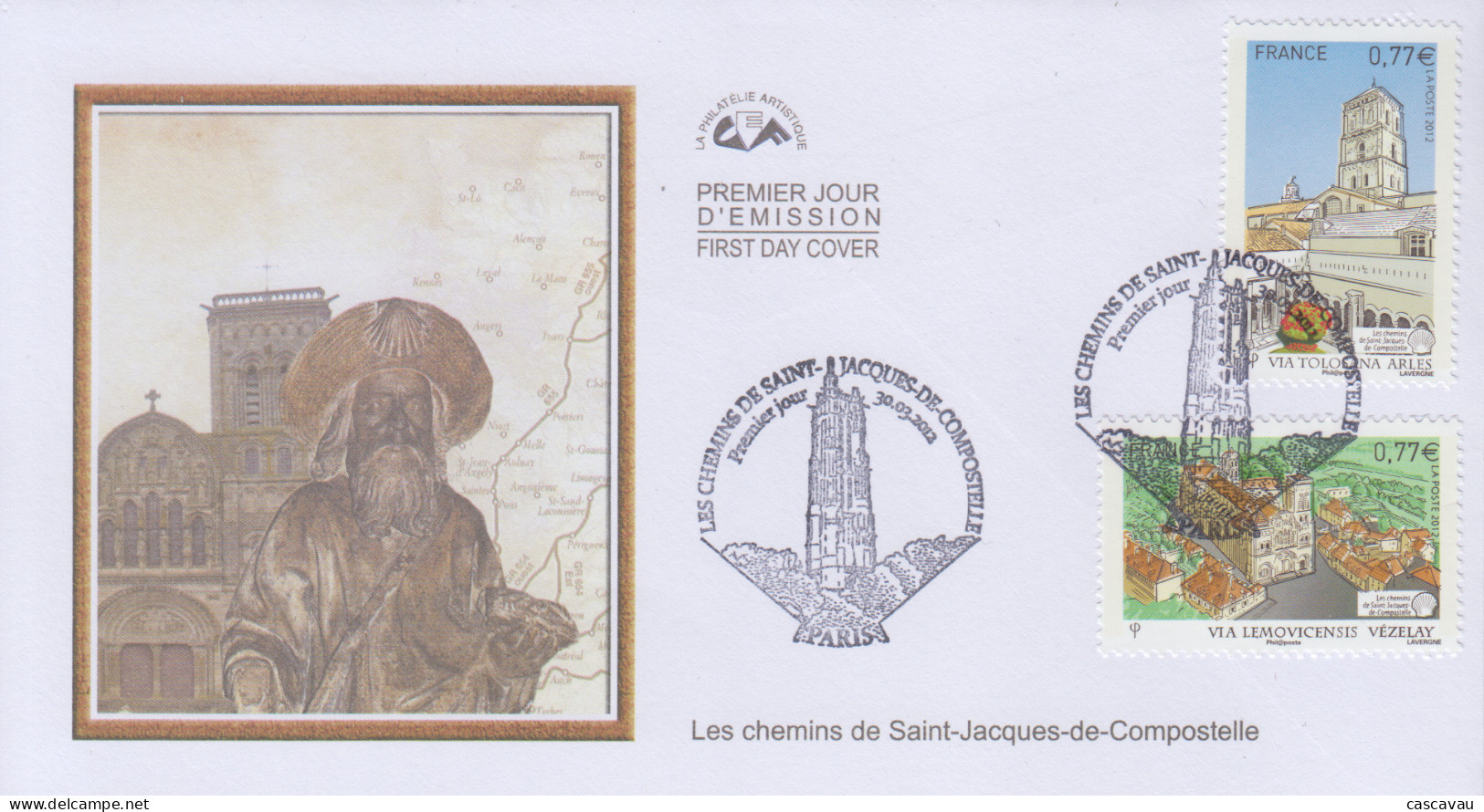 Enveloppe   FDC   1er  Jour    FRANCE   Les  Chemins  De  SAINT  JACQUES  DE  COMPOSTELLE   2012 - 2010-2019