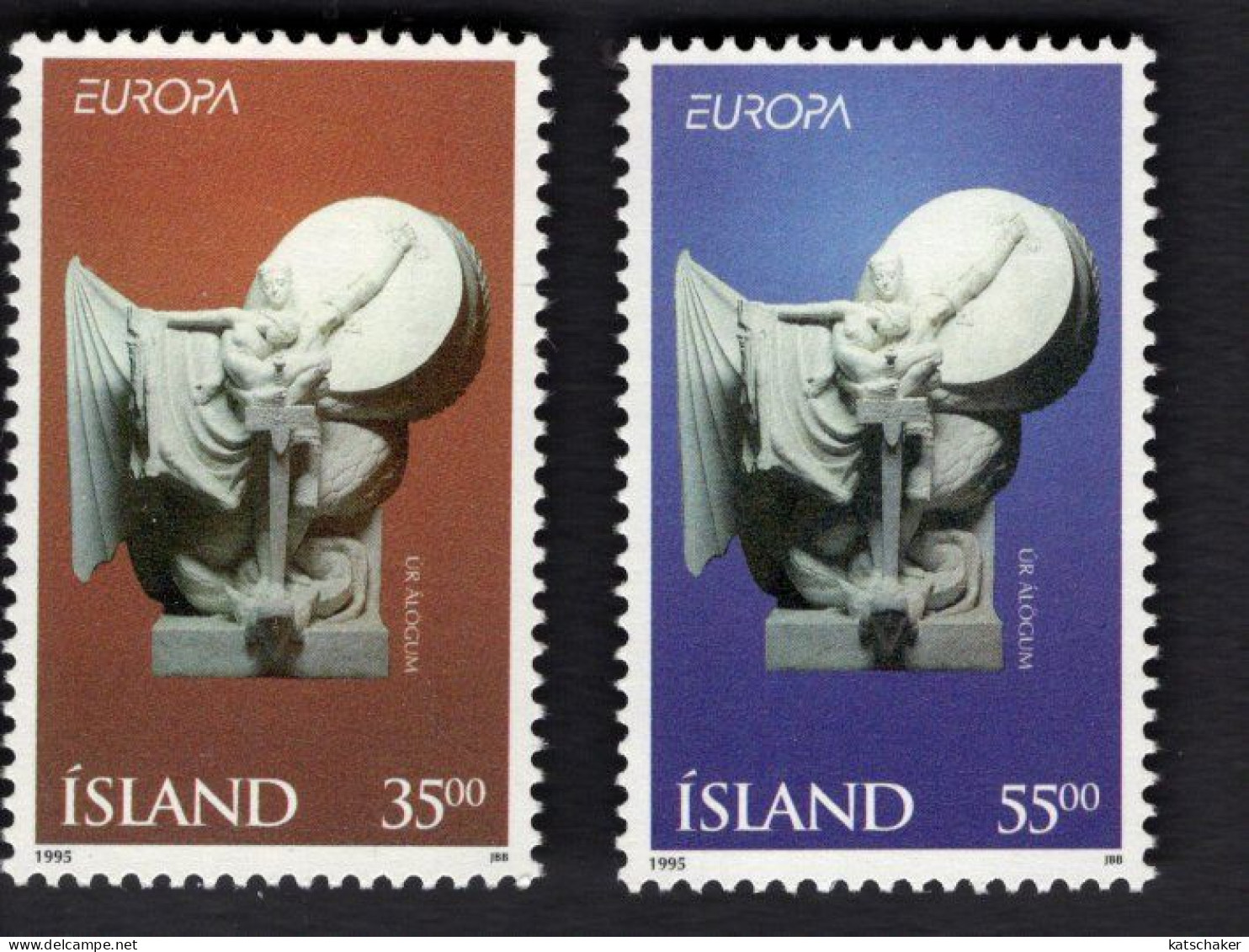 2021899040 1995 SCOTT 801 802 (XX)  POSTFRIS MINT NEVER HINGED - EUROPA ISSUE - SPELL-BROKEN BY EINAR JONSSON - Unused Stamps