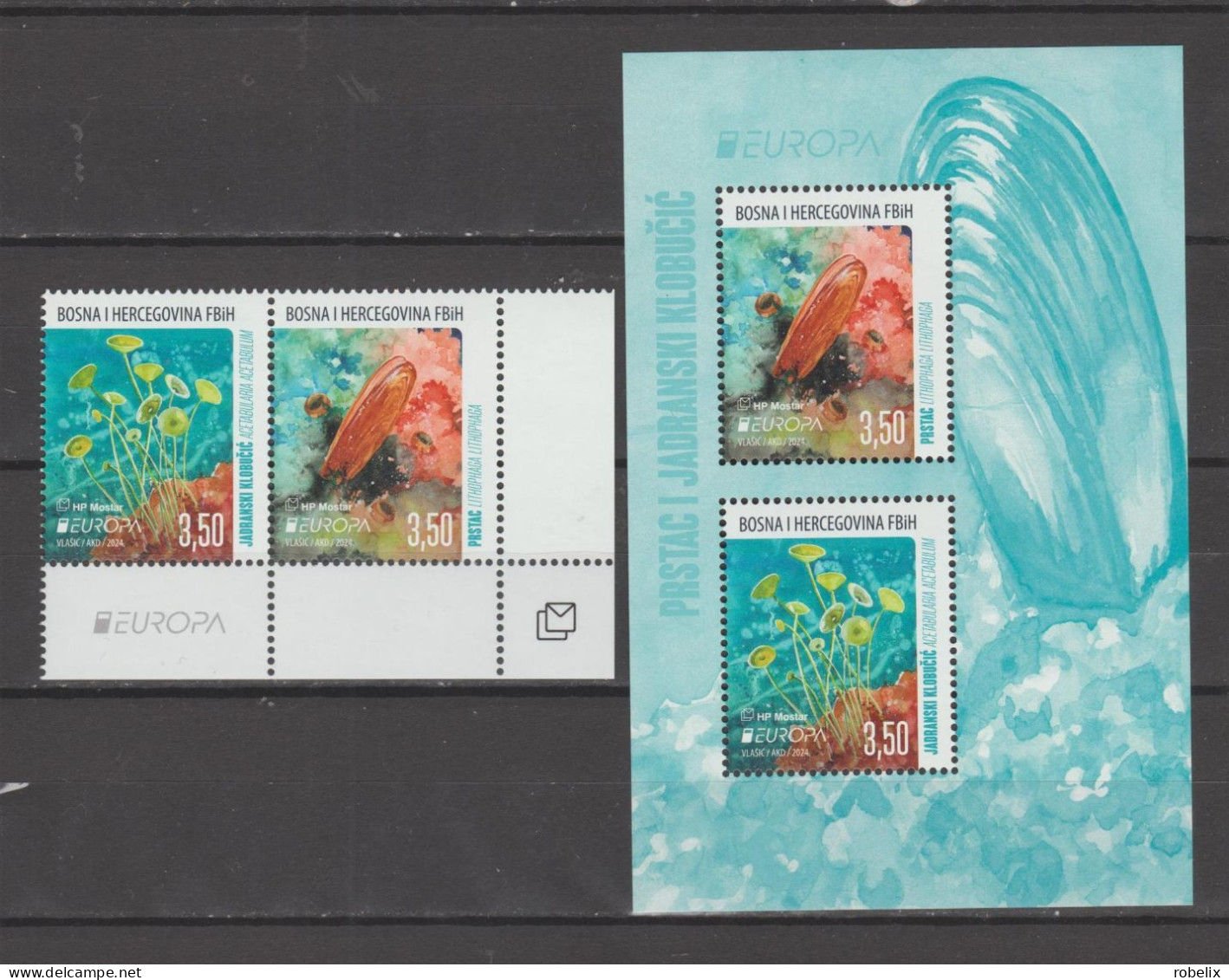 BOSNIA And HERZEGOVINA  2024 EUROPA CEPT - UNDERWATER FAUNA And FLORA  Set Of 2 Stamps + S/S  MNH** - 2024
