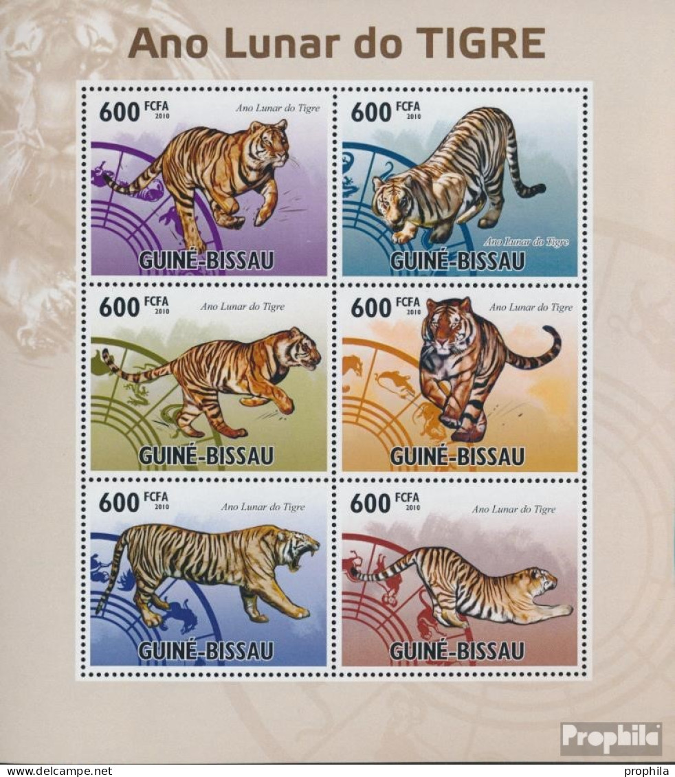 Guinea-Bissau 4856-4861 Kleinbogen (kompl. Ausgabe) Postfrisch 2010 Chinesisches Jahr Des Tigers - Guinea-Bissau