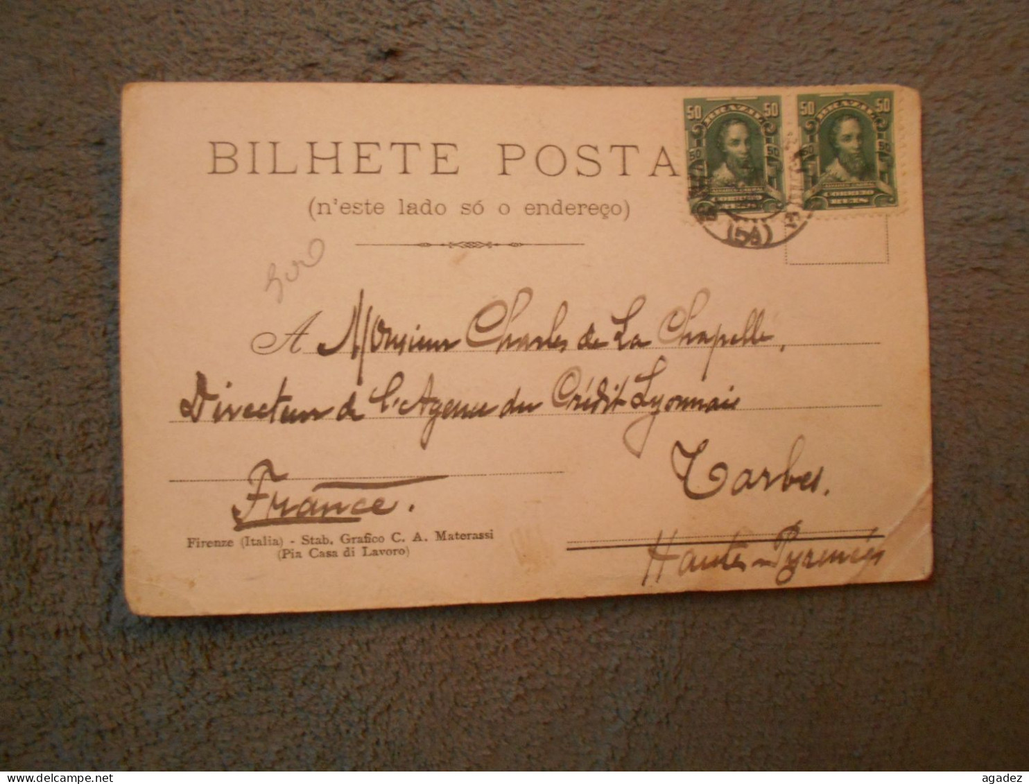 Cpa Reproduction Billets De Banques Et Monnaies Thesouro Brazilero  1907 Envoyée Au Directeur Du Credit Lyonnais Tarbes - Autres